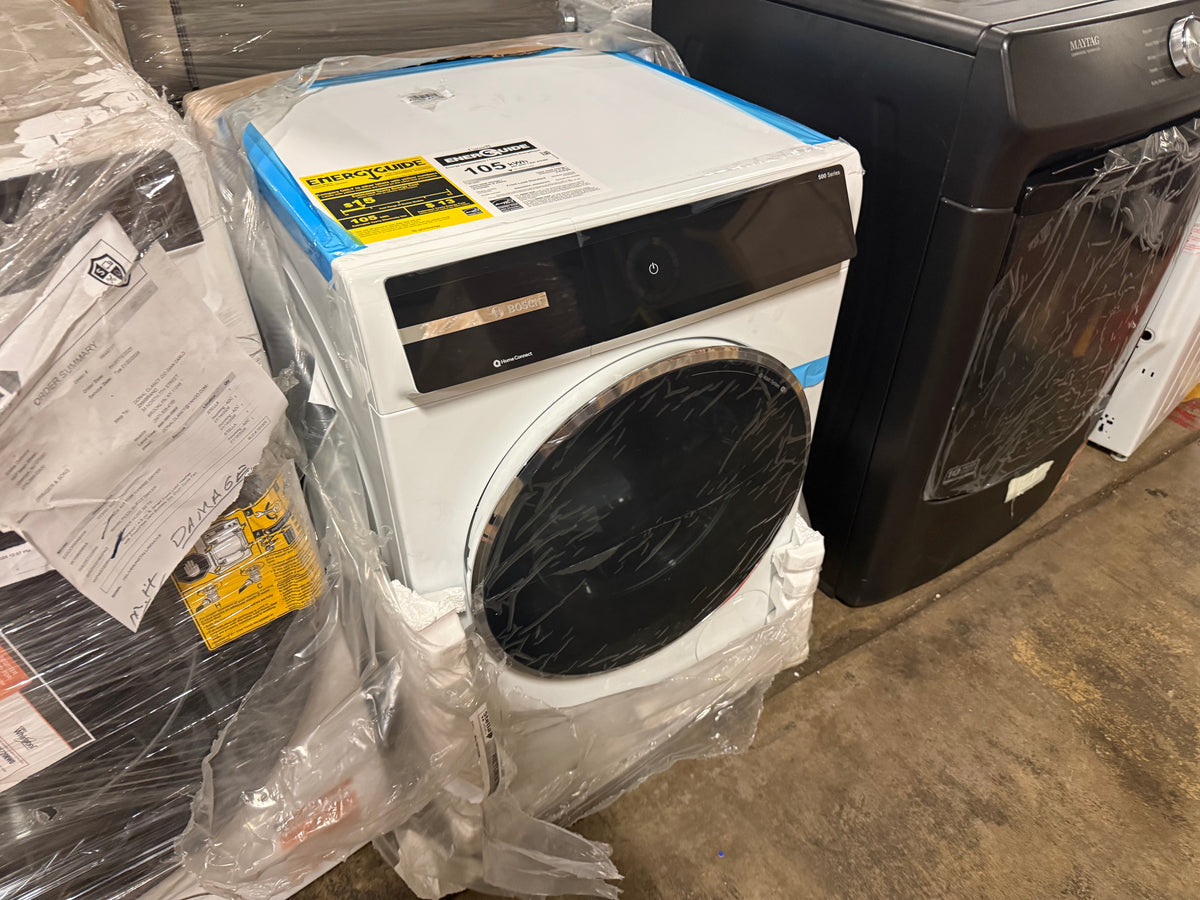 High efficiency quiet laundry appliance with stainless steel drum and touch controls
