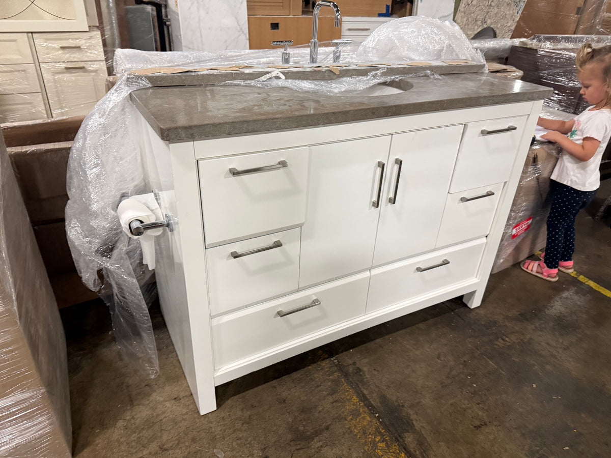 Custom 49.5" Transitional White Freestanding Single Vanity