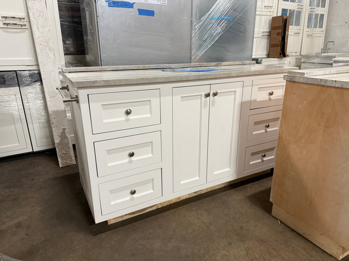 Klaffs 61 inch transitional white single freestanding bathroom vanity alternate view