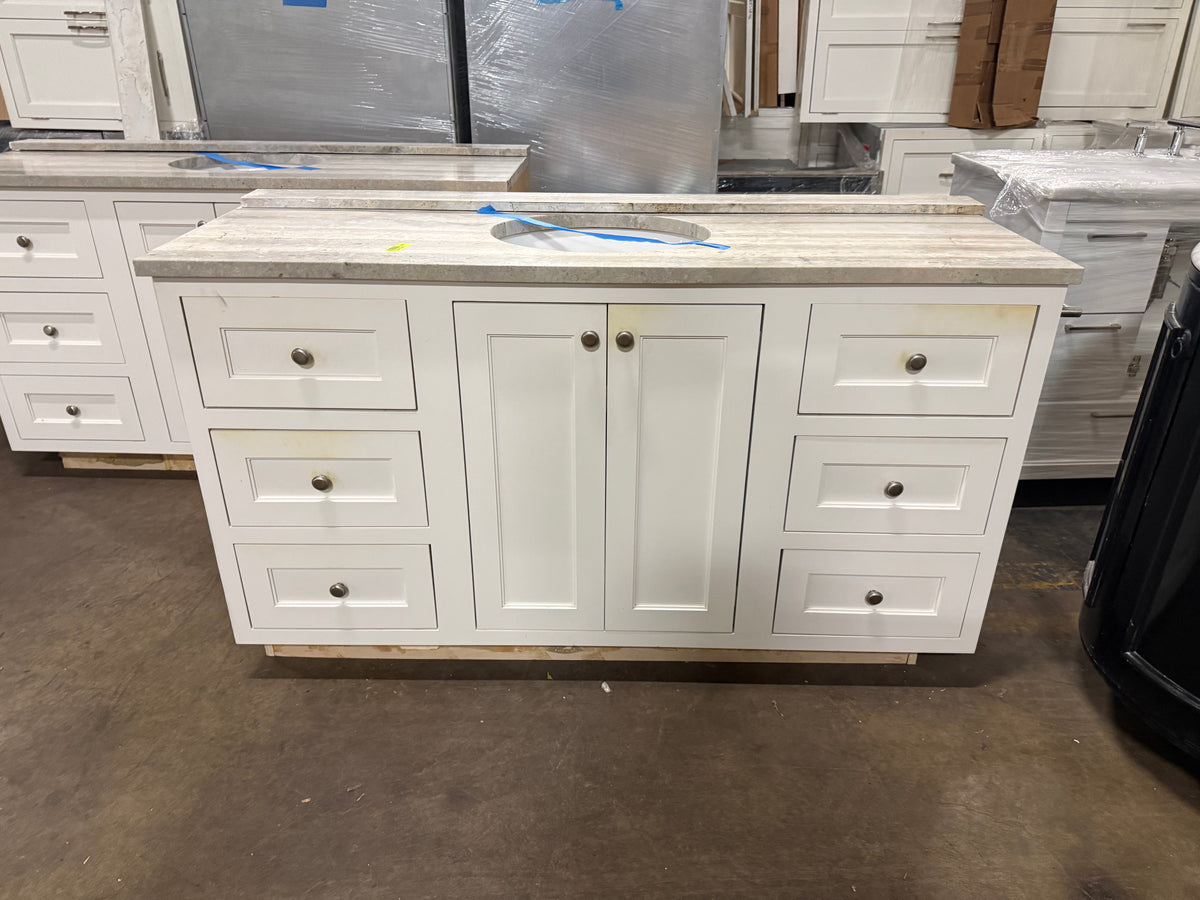 Klaffs 61 inch transitional white single freestanding bathroom vanity
