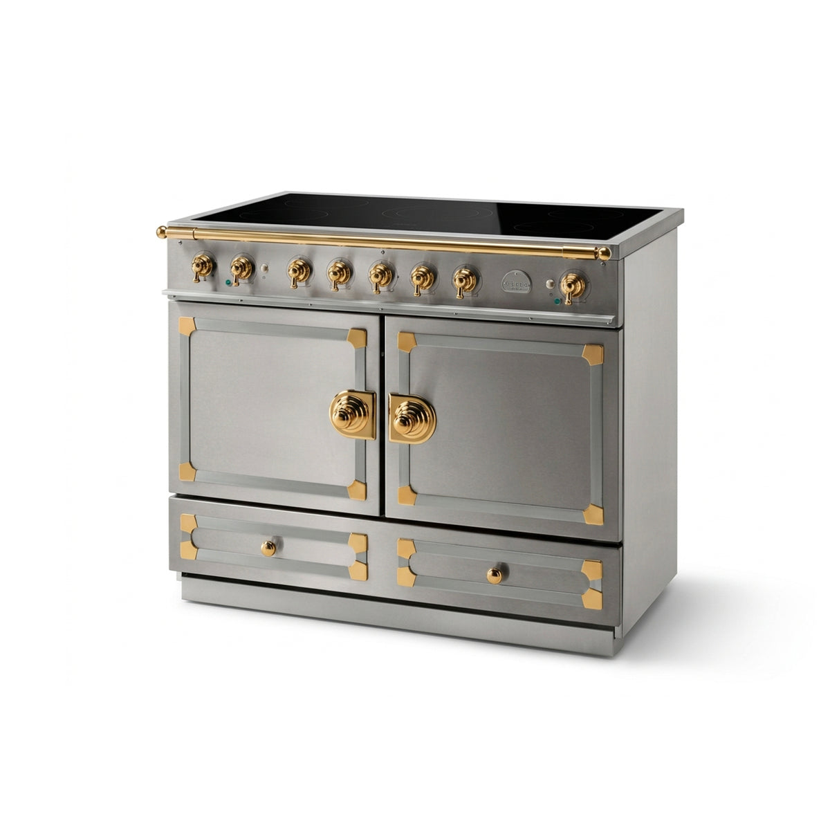 La Cornue Cornufe 44 Stainless Steel Induction Range with Brass Trim