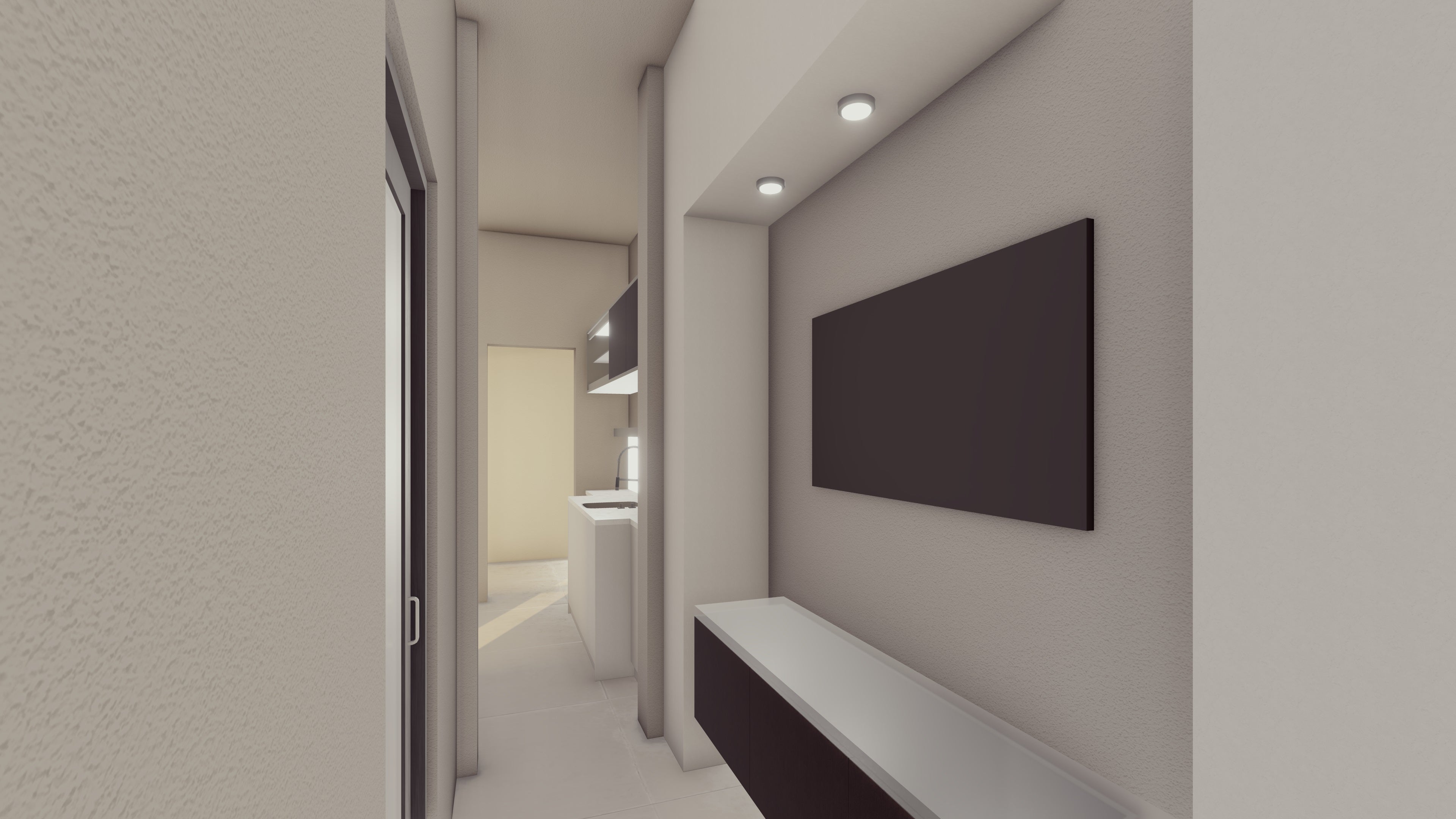 Poggenpohl Modern Pine Terra Veneer Powder Room Floating Vestibule