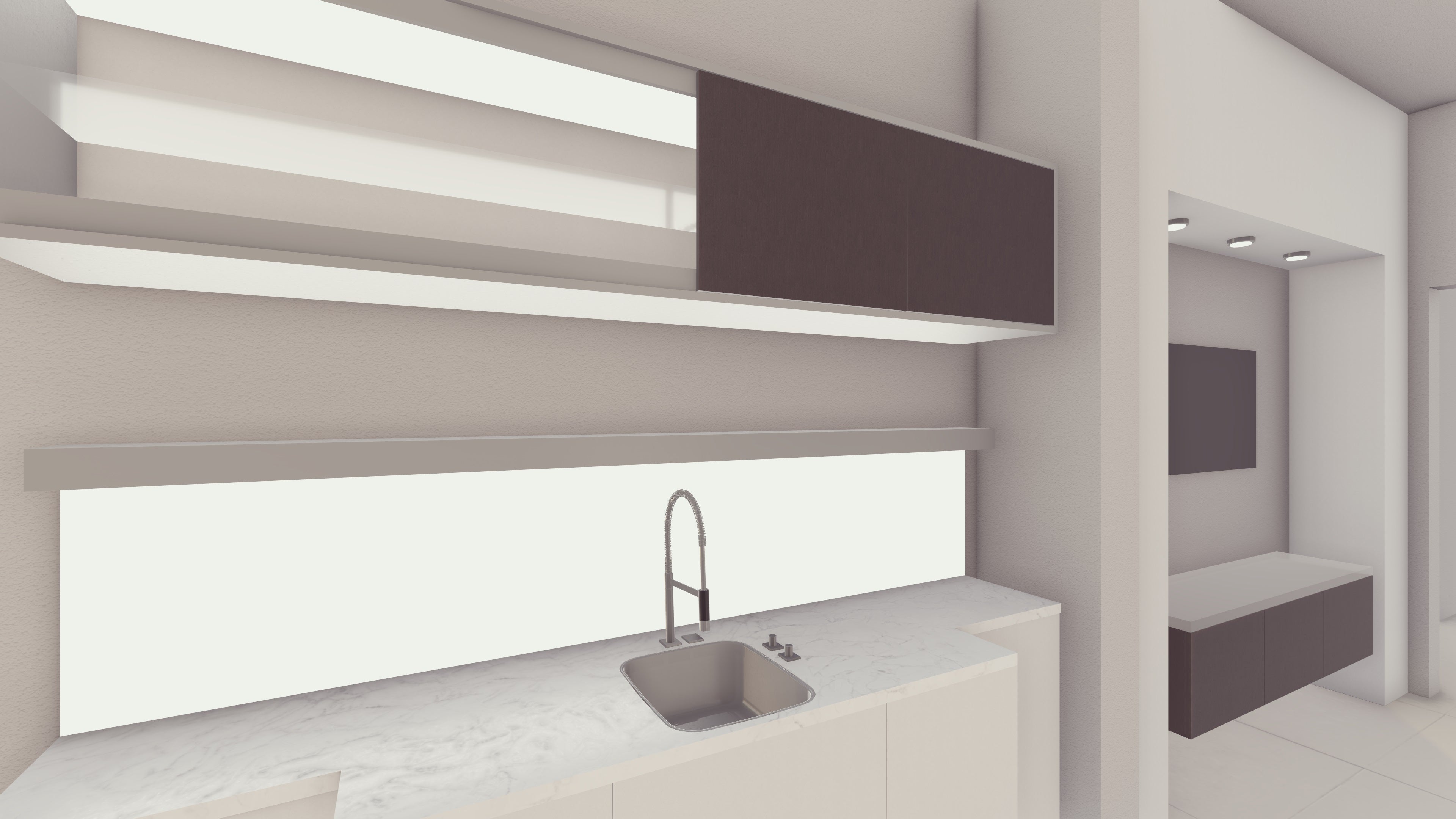 Poggenpohl Modern Diamond Grey Matte Pantry & Polar White High Gloss Wet Bar