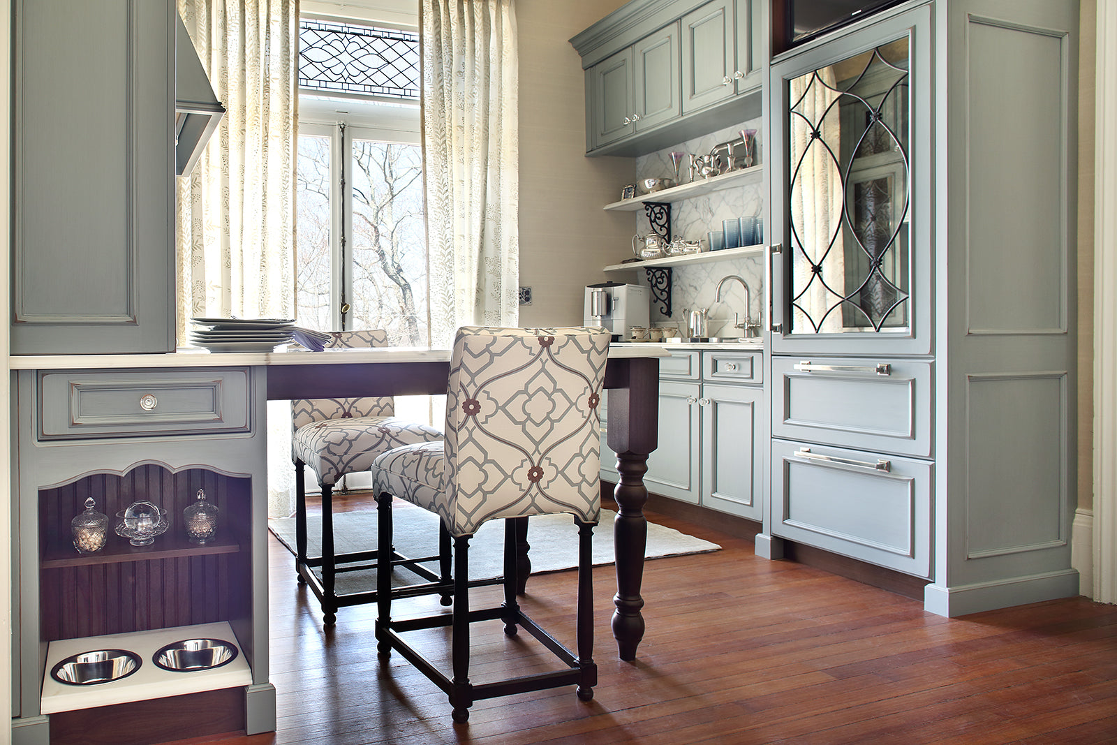 Executive Cabinetry Traditional Grey Walnut Kitchen with Marble Countertops & Appliances