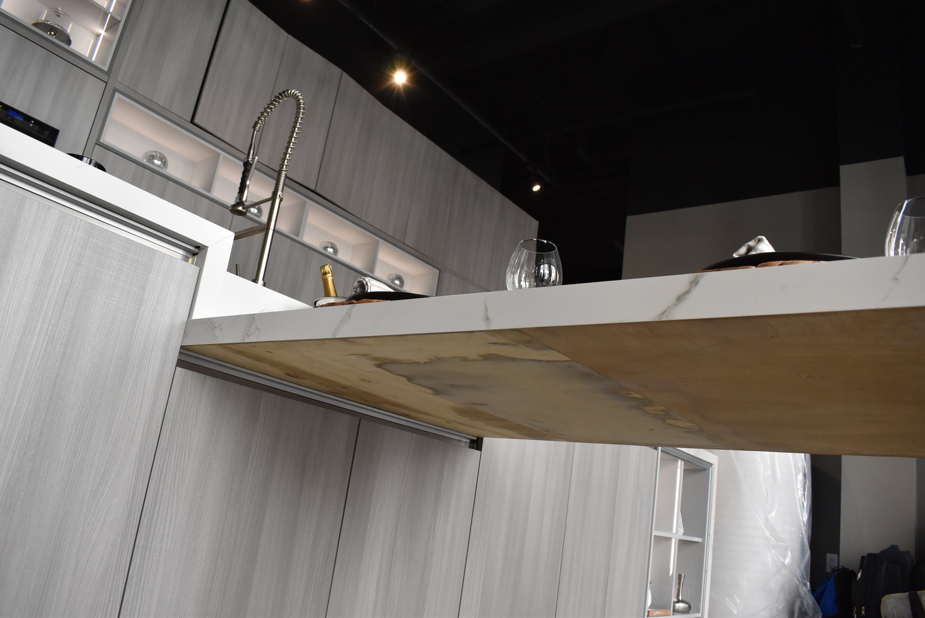 Azzurri Casa Light Grey Italian Style Modern Kitchen with Dekton Countertops and Fulgor Milano Appliances