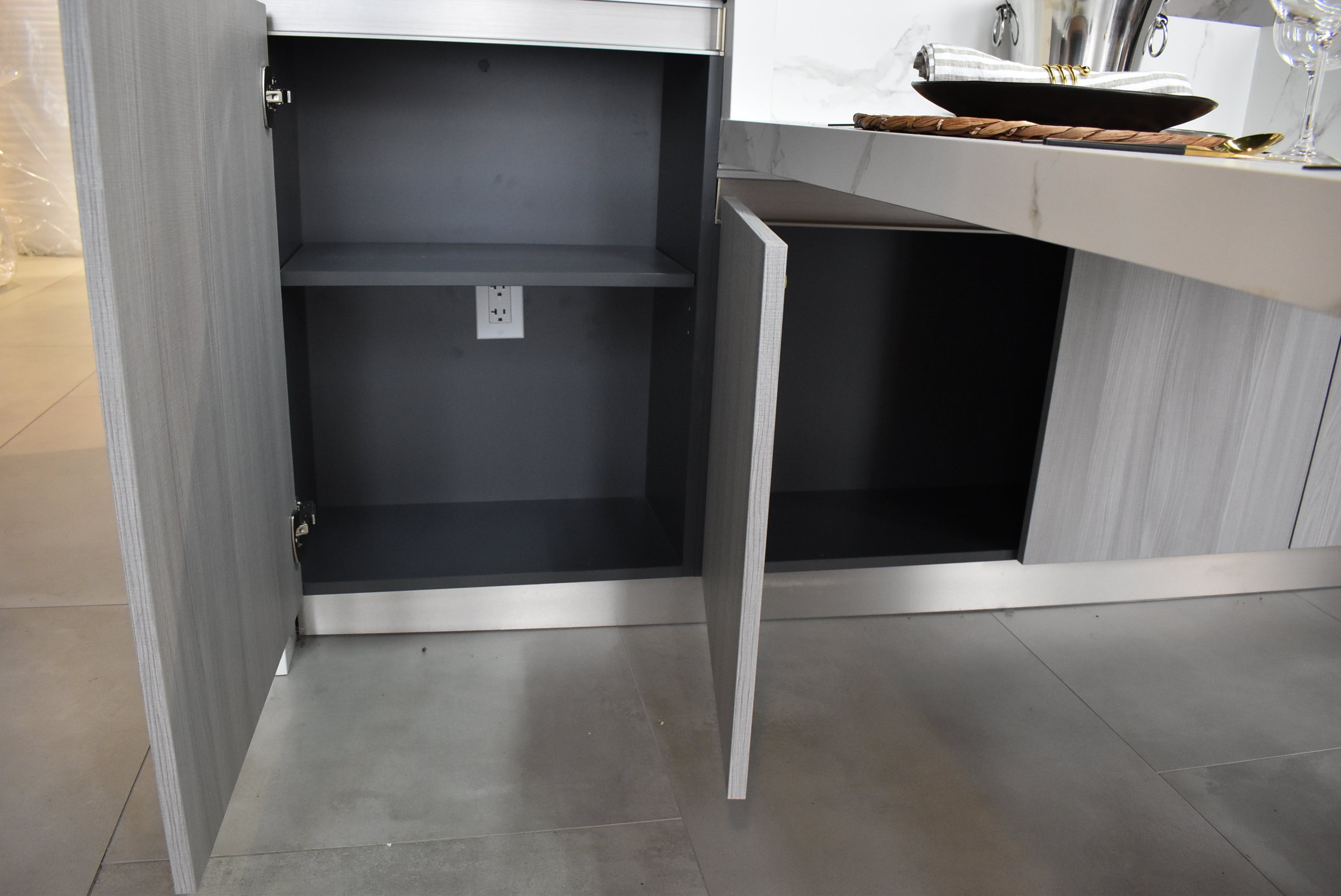 Azzurri Casa Light Grey Italian Style Modern Kitchen with Dekton Countertops and Fulgor Milano Appliances