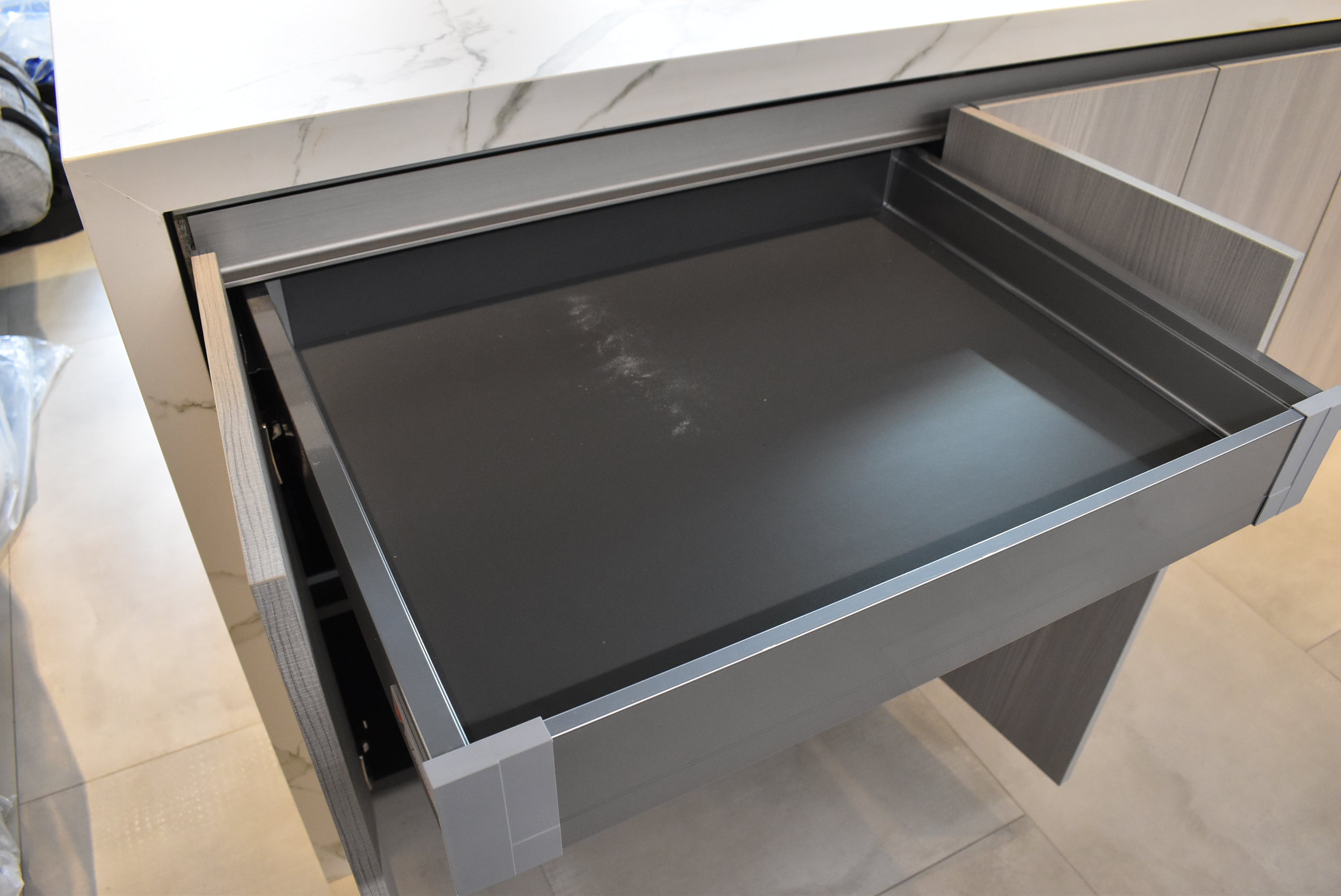 Azzurri Casa Light Grey Italian Style Modern Kitchen with Dekton Countertops and Fulgor Milano Appliances