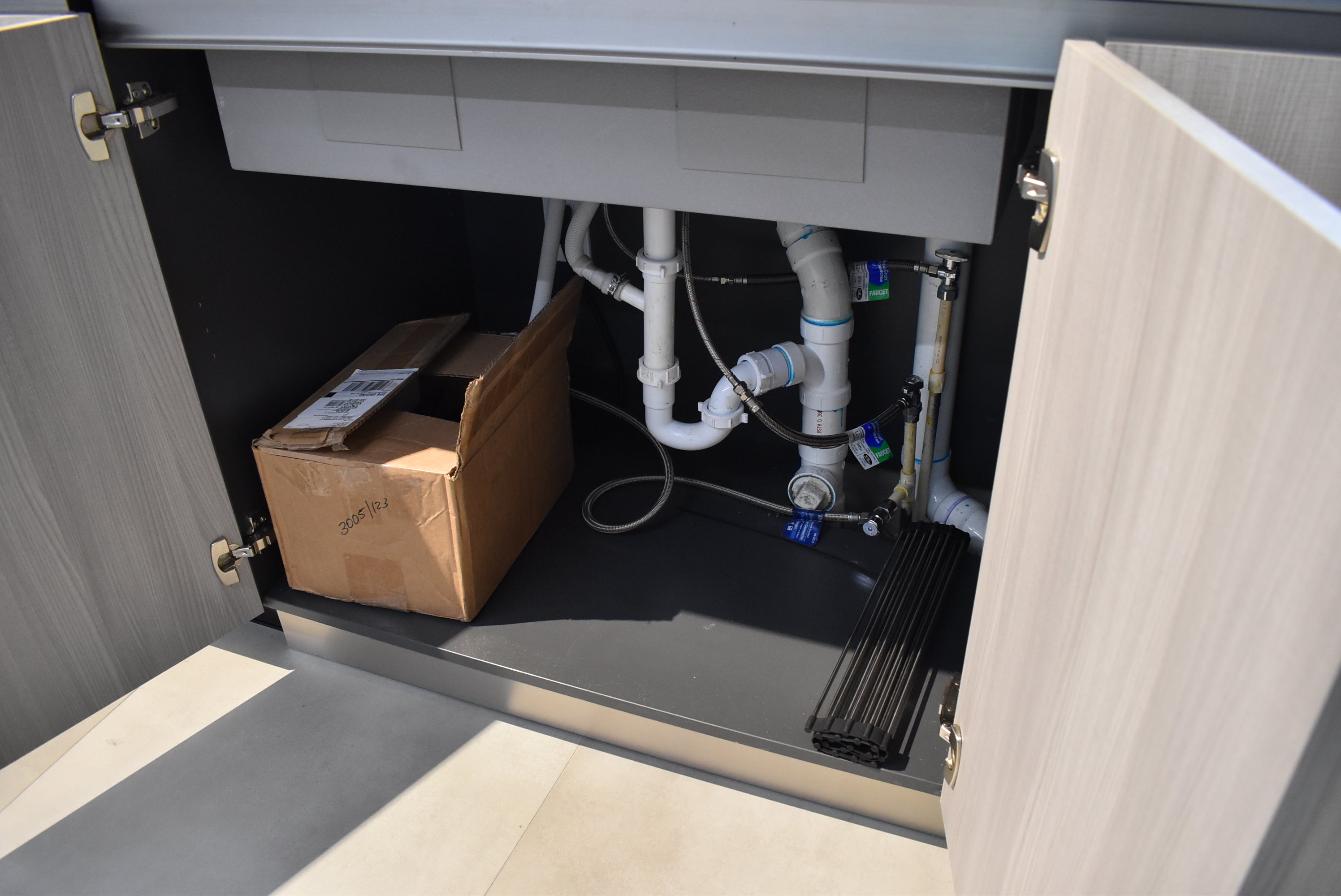 Azzurri Casa Light Grey Italian Style Modern Kitchen with Dekton Countertops and Fulgor Milano Appliances