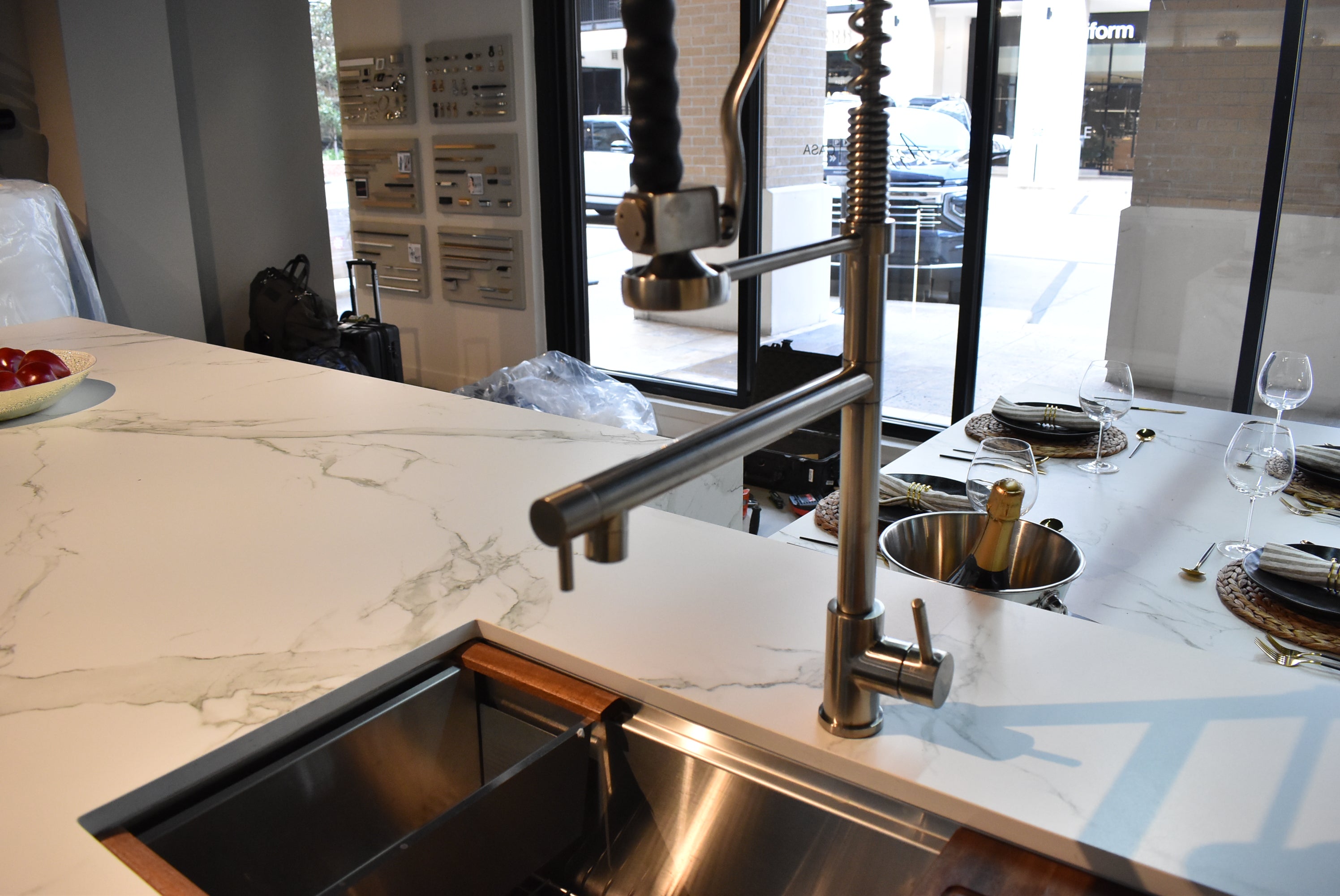 Azzurri Casa Light Grey Italian Style Modern Kitchen with Dekton Countertops and Fulgor Milano Appliances