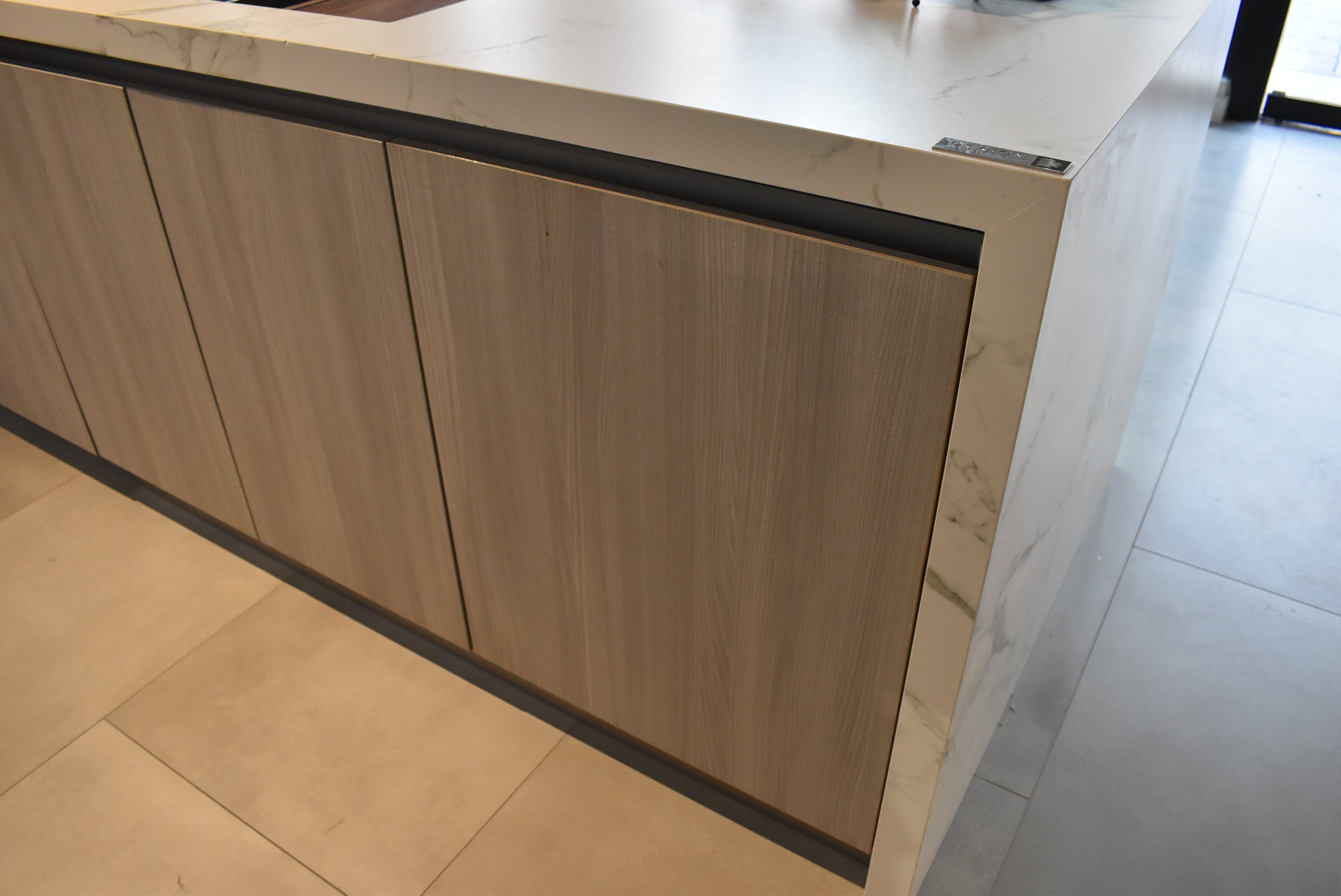 Azzurri Casa Light Grey Italian Style Modern Kitchen with Dekton Countertops and Fulgor Milano Appliances