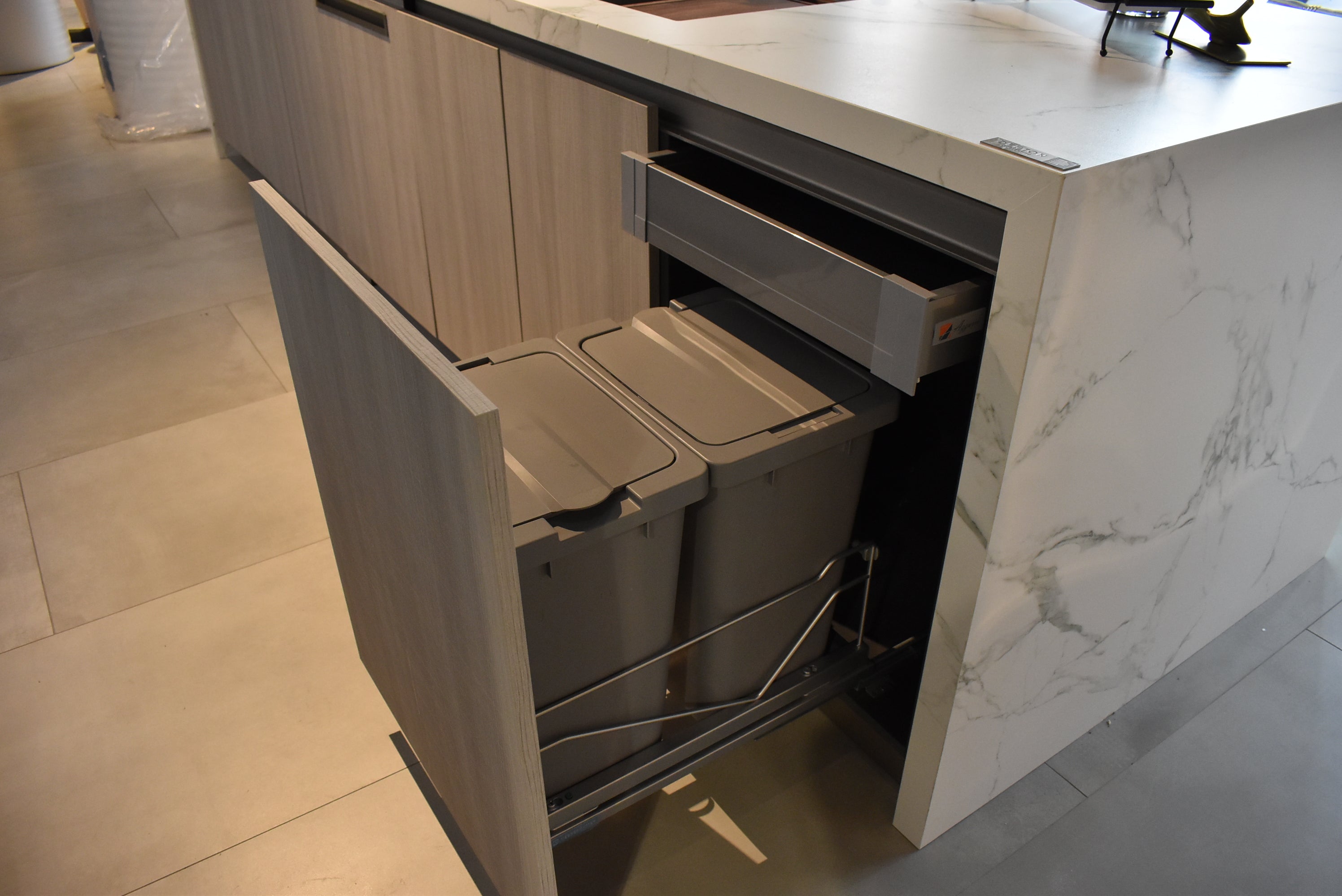 Azzurri Casa Light Grey Italian Style Modern Kitchen with Dekton Countertops and Fulgor Milano Appliances