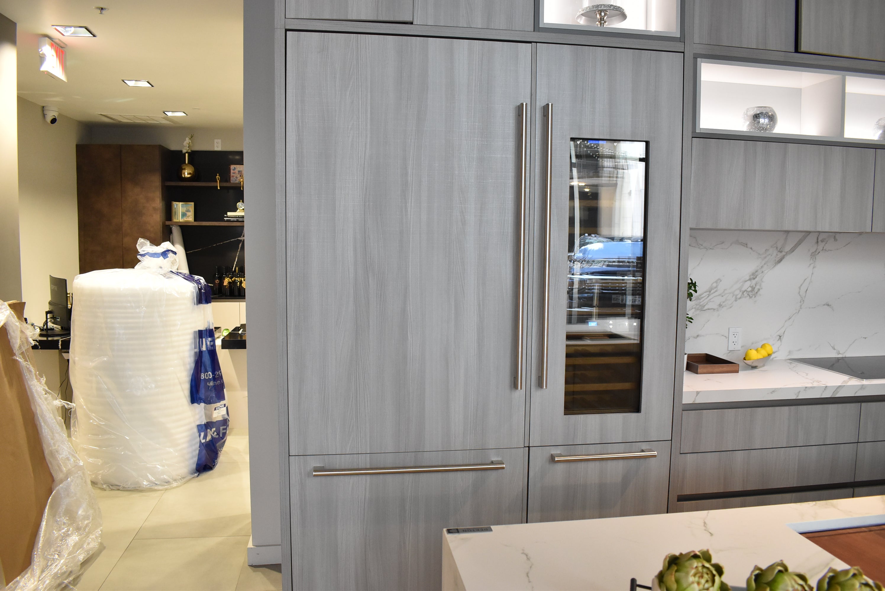 Azzurri Casa Light Grey Italian Style Modern Kitchen with Dekton Countertops and Fulgor Milano Appliances