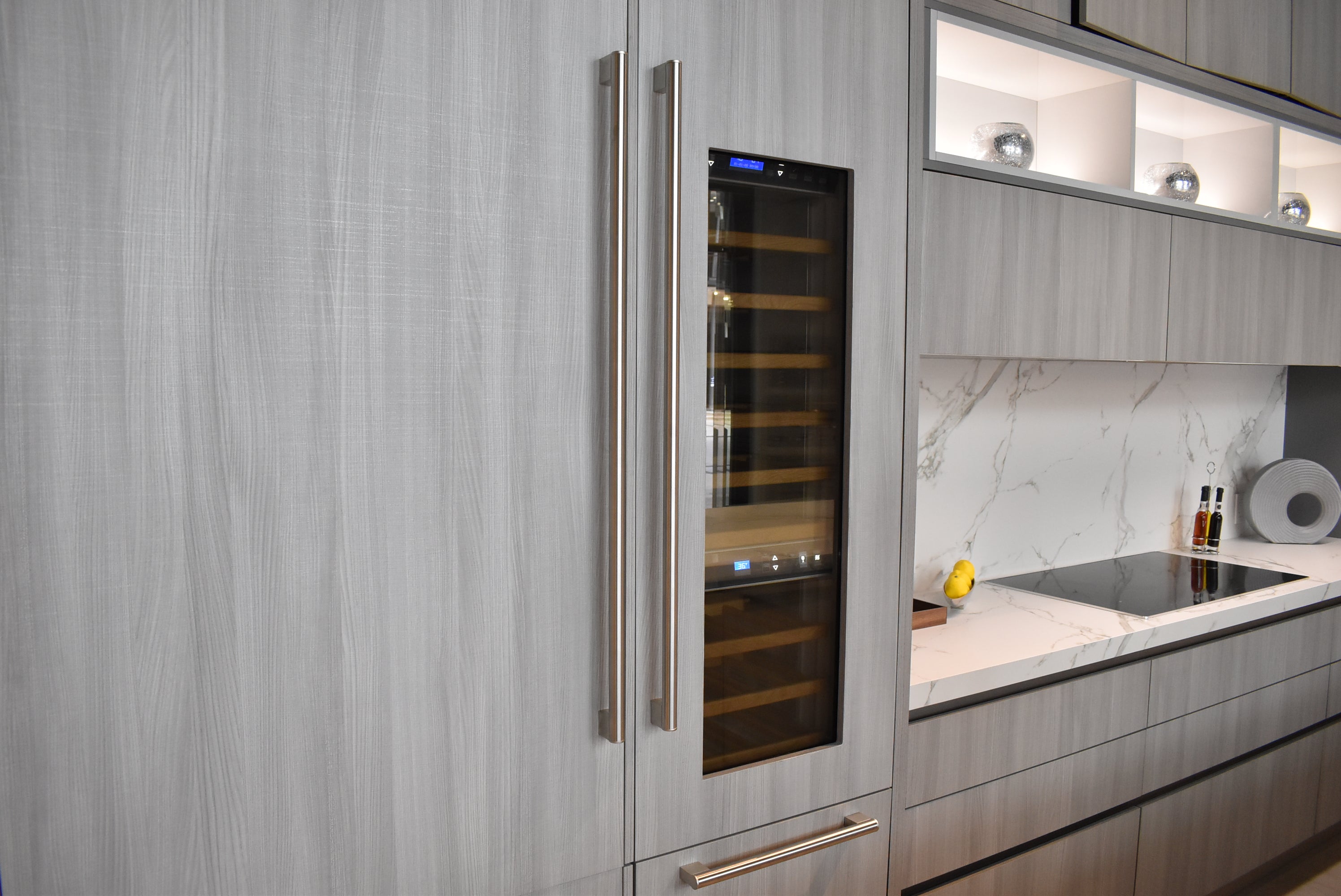 Azzurri Casa Light Grey Italian Style Modern Kitchen with Dekton Countertops and Fulgor Milano Appliances