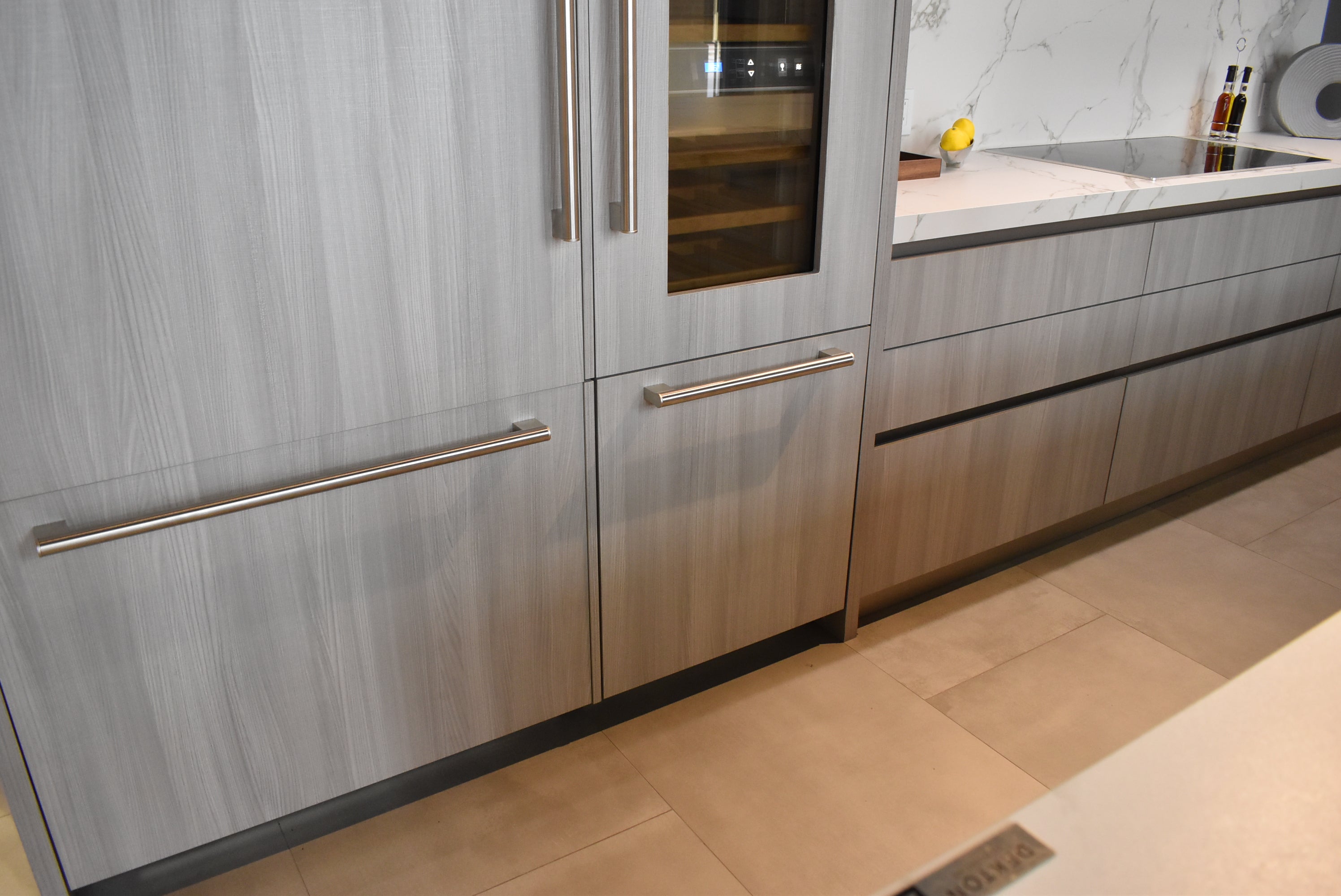 Azzurri Casa Light Grey Italian Style Modern Kitchen with Dekton Countertops and Fulgor Milano Appliances