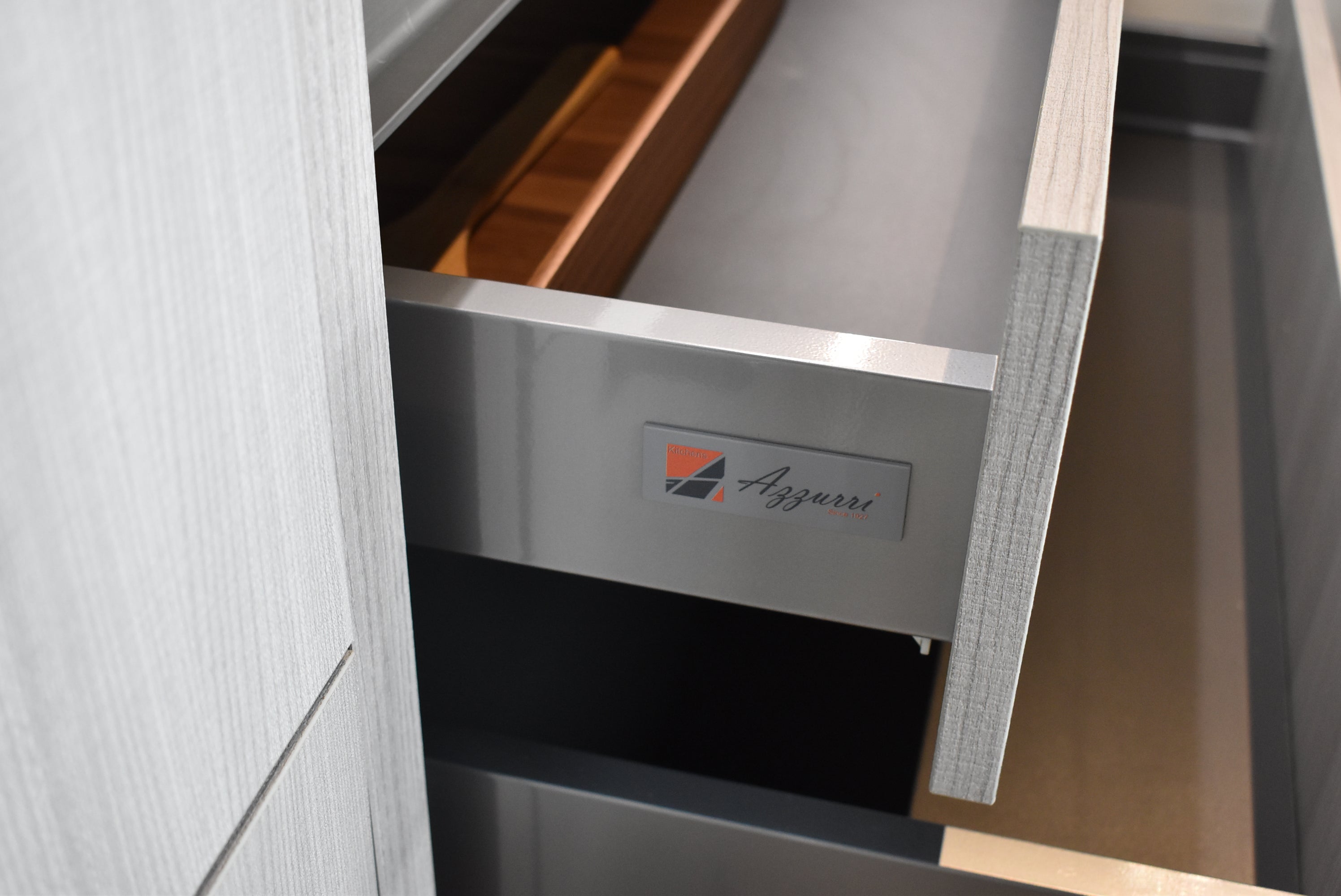 Azzurri Casa Light Grey Italian Style Modern Kitchen with Dekton Countertops and Fulgor Milano Appliances