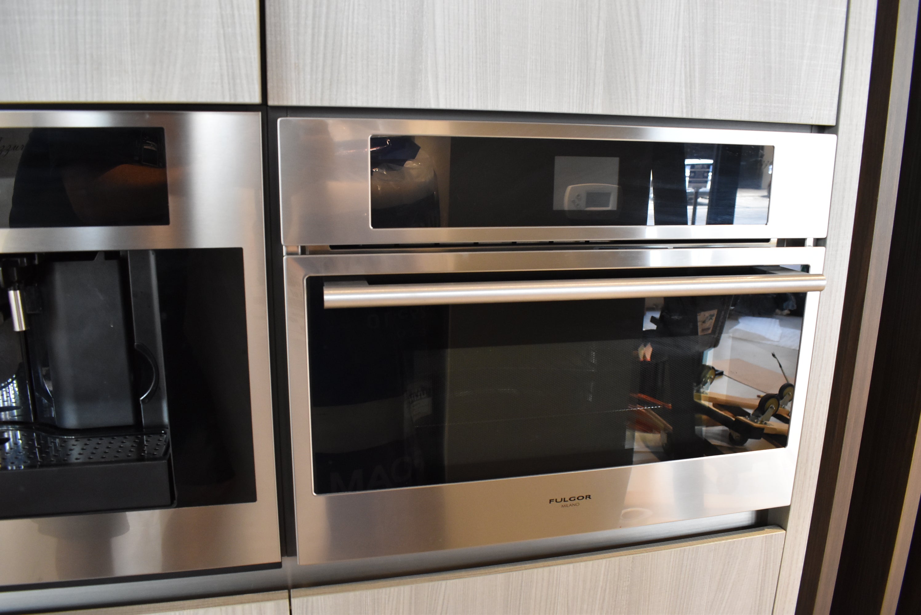 Azzurri Casa Light Grey Italian Style Modern Kitchen with Dekton Countertops and Fulgor Milano Appliances