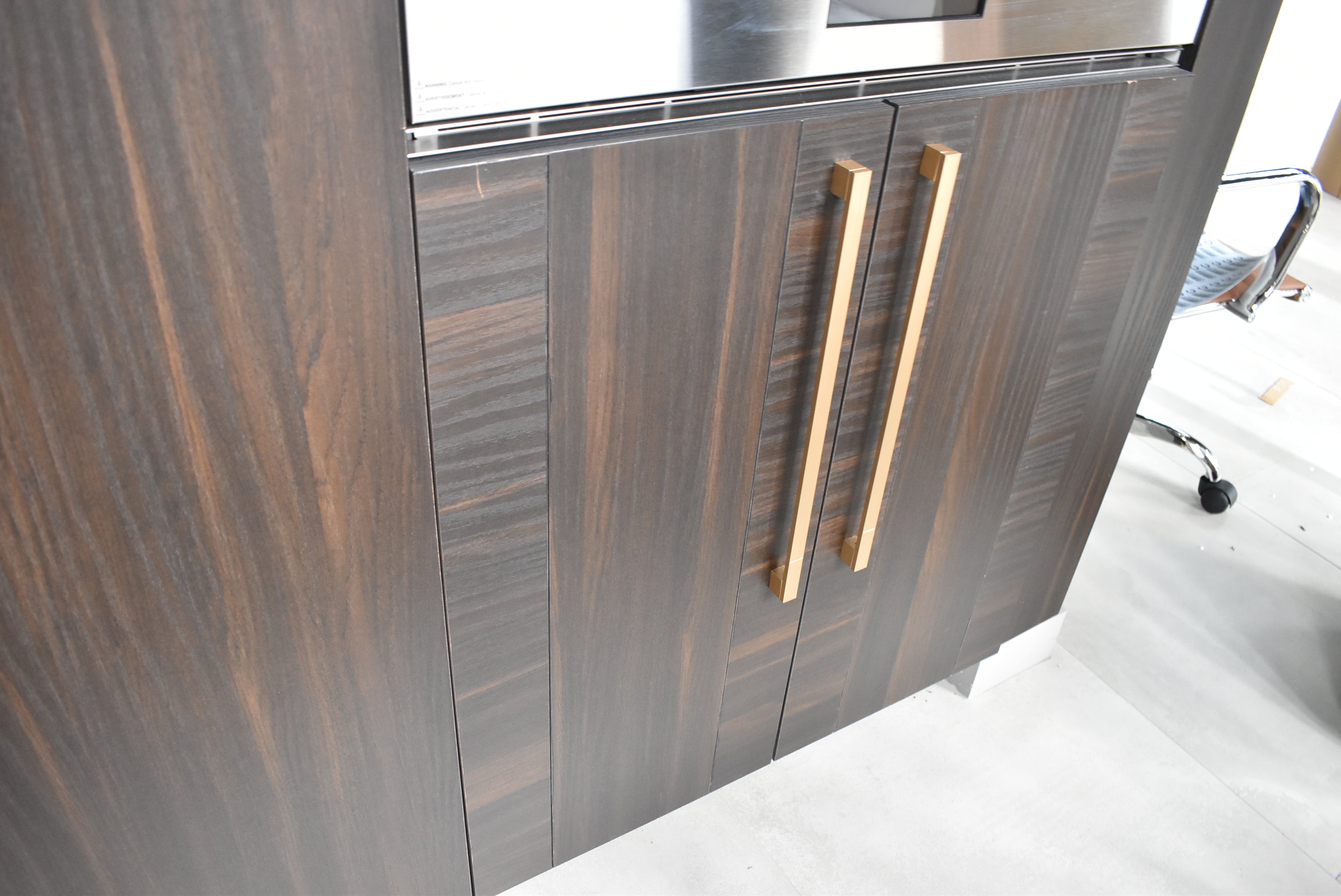 Azzurri Casa Transitional Kitchen with Double Waterfall Island, Dekton Countertops & Monogram Appliances