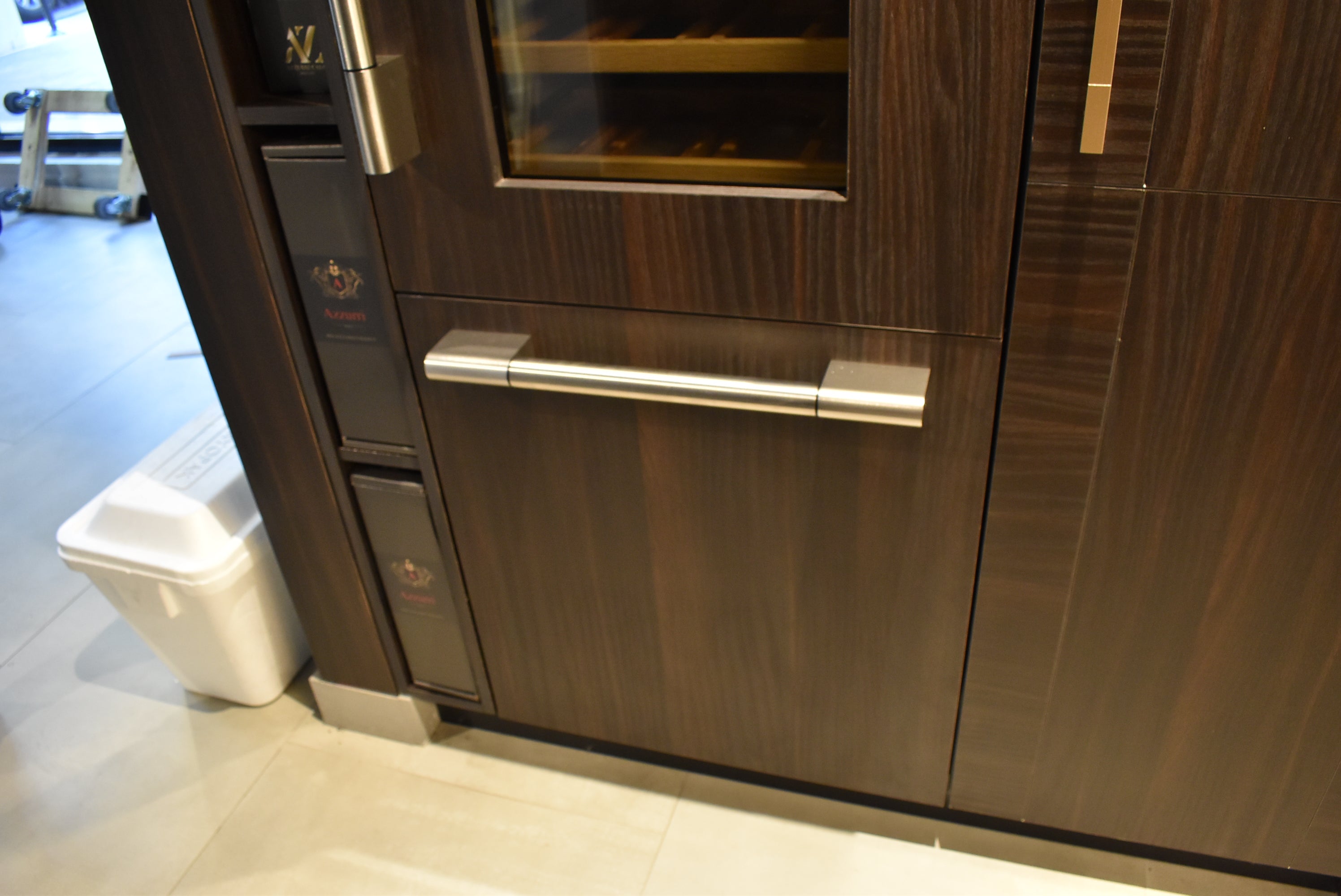 Azzurri Casa Transitional Kitchen with Double Waterfall Island, Dekton Countertops & Monogram Appliances