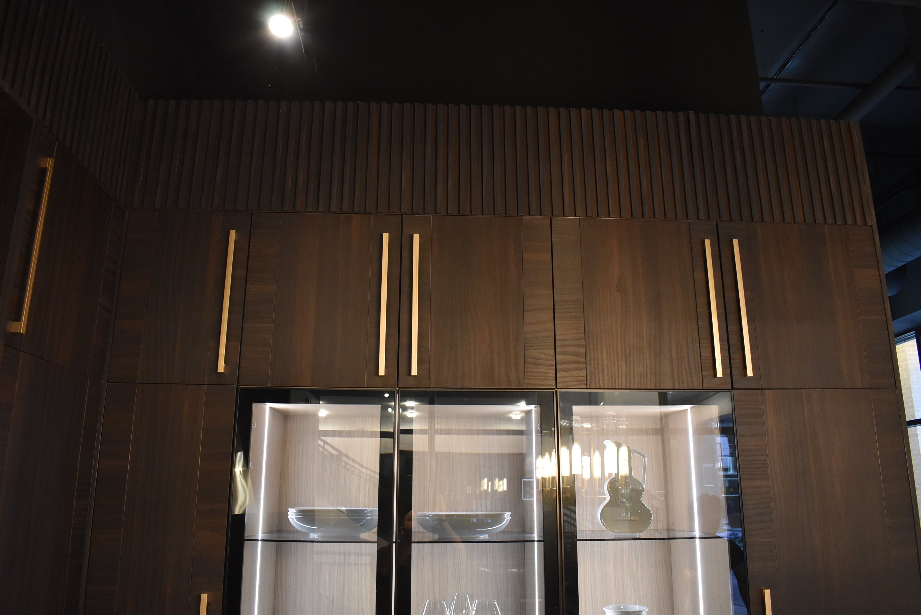 Azzurri Casa Transitional Kitchen with Double Waterfall Island, Dekton Countertops & Monogram Appliances