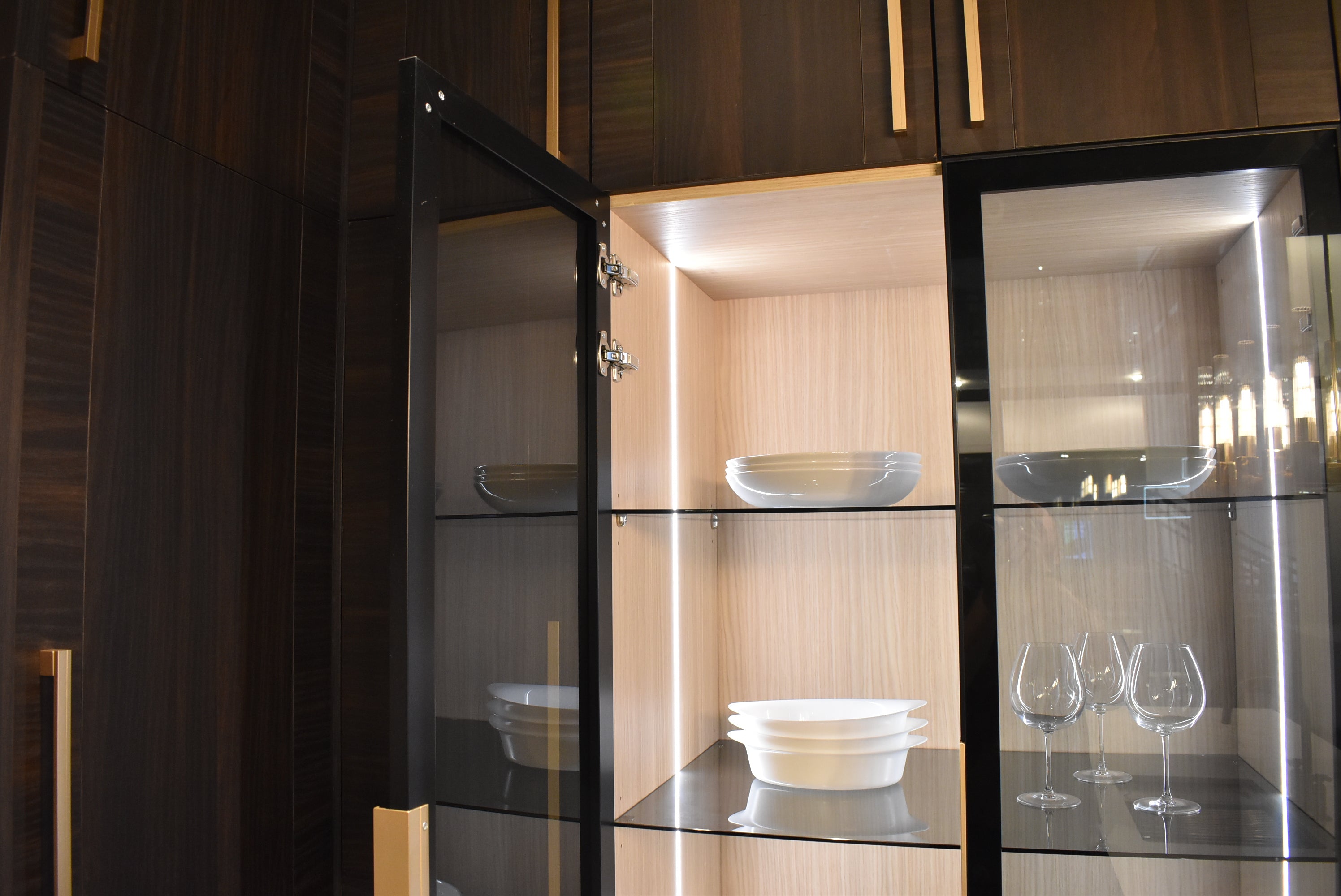 Azzurri Casa Transitional Kitchen with Double Waterfall Island, Dekton Countertops & Monogram Appliances