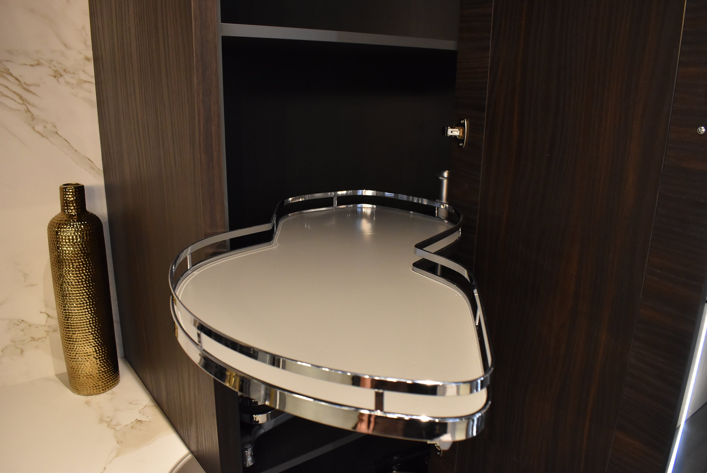 Azzurri Casa Transitional Kitchen with Double Waterfall Island, Dekton Countertops & Monogram Appliances