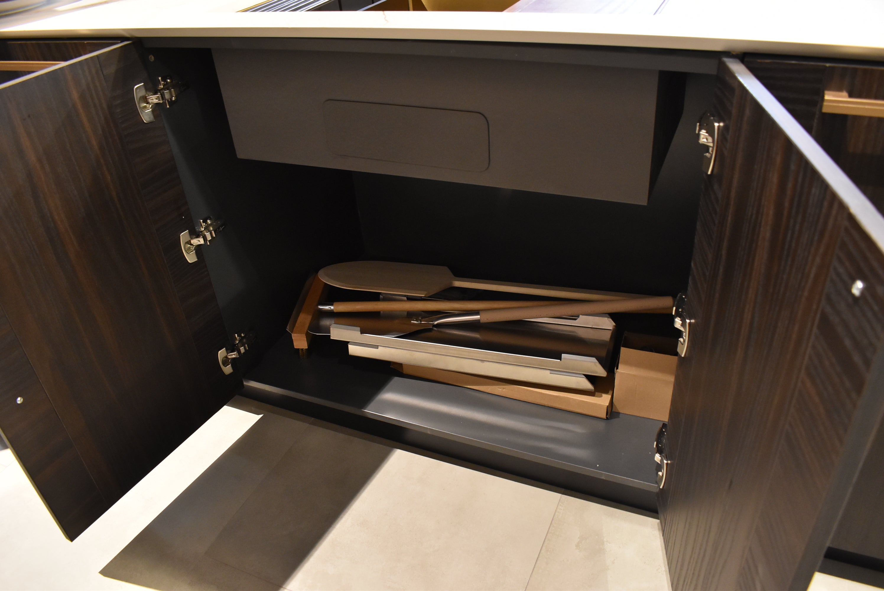 Azzurri Casa Transitional Kitchen with Double Waterfall Island, Dekton Countertops & Monogram Appliances