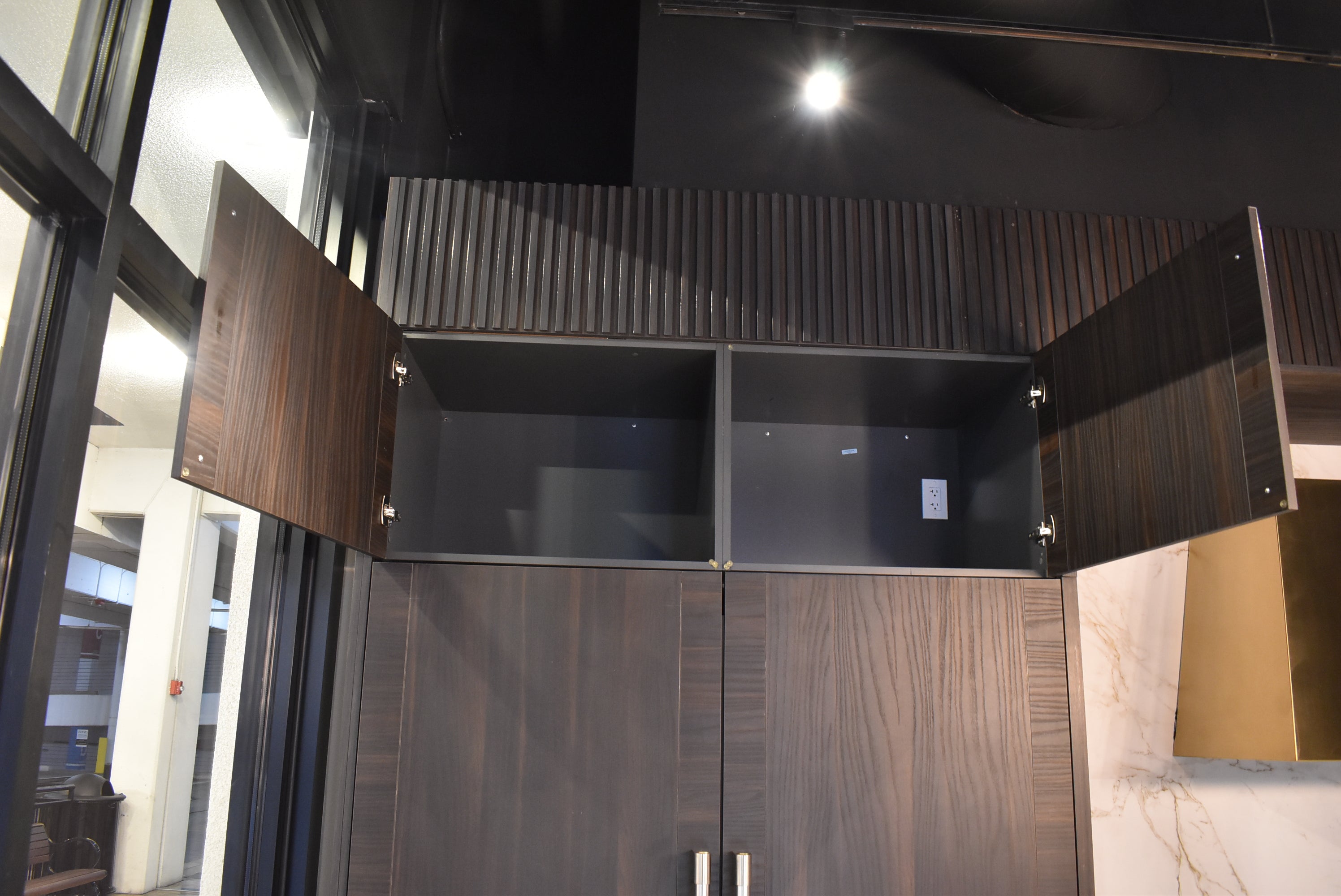 Azzurri Casa Transitional Kitchen with Double Waterfall Island, Dekton Countertops & Monogram Appliances