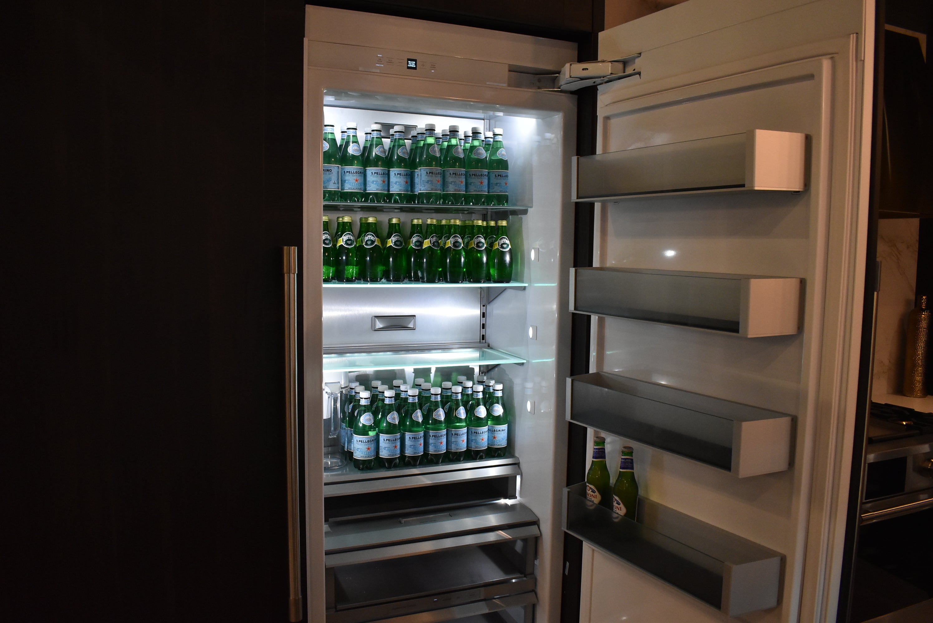 Azzurri Casa Transitional Kitchen with Double Waterfall Island, Dekton Countertops & Monogram Appliances