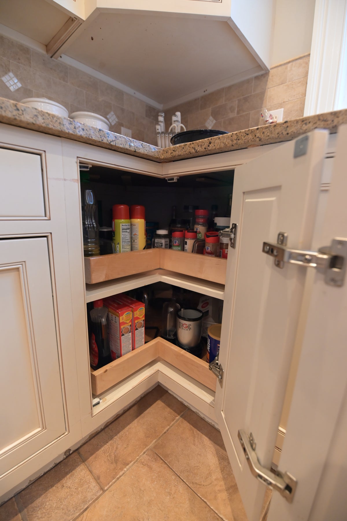 Omega Transitional Linen White Kitchen with Black Island
