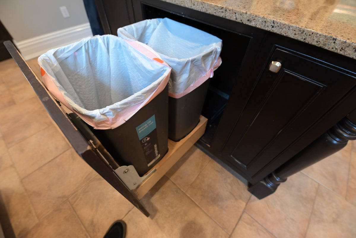 Omega Transitional Linen White Kitchen with Black Island