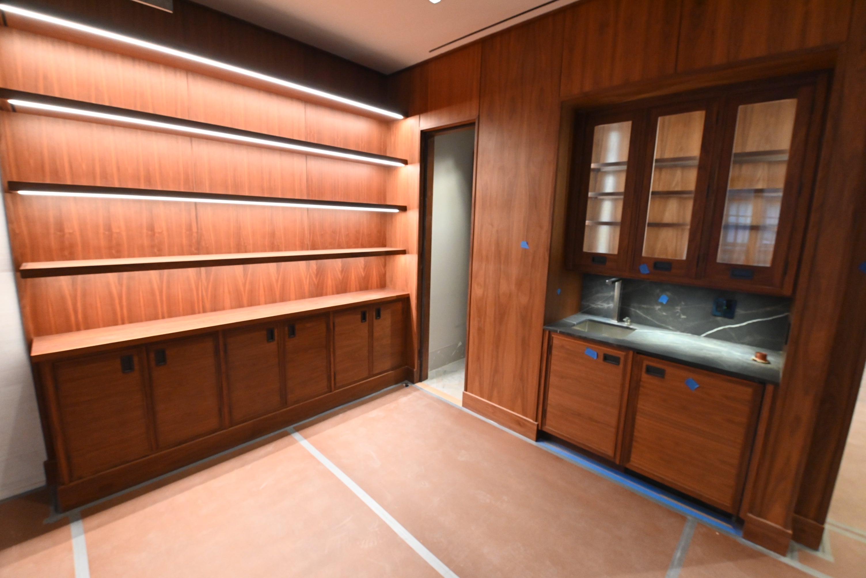 “The Marquee” Luxury Transitional Wet Wine Bar with Sub-Zero Undercounter Refrigerator