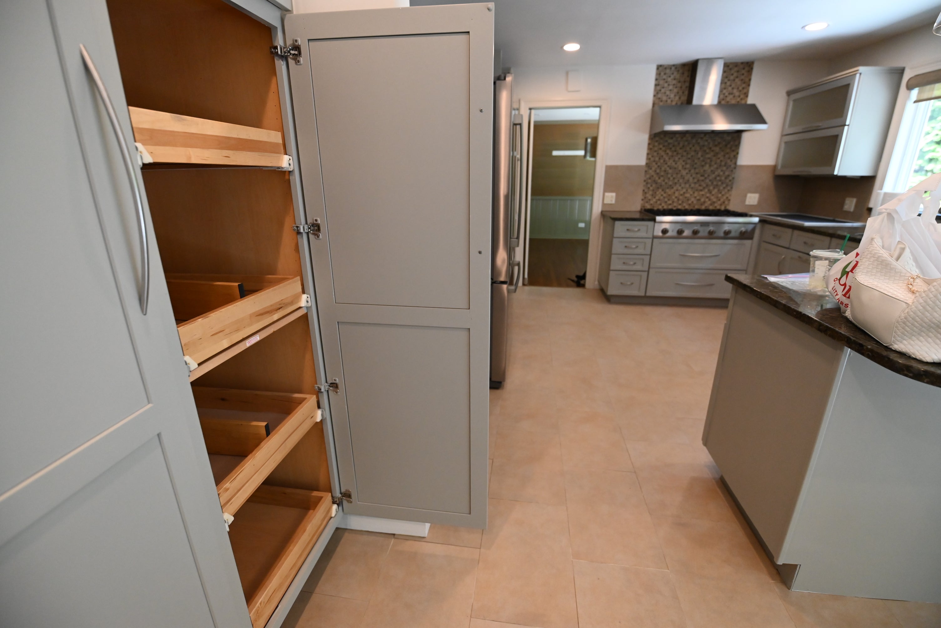 Thomasville Blue-Gray Transitional Kitchen with Appliances