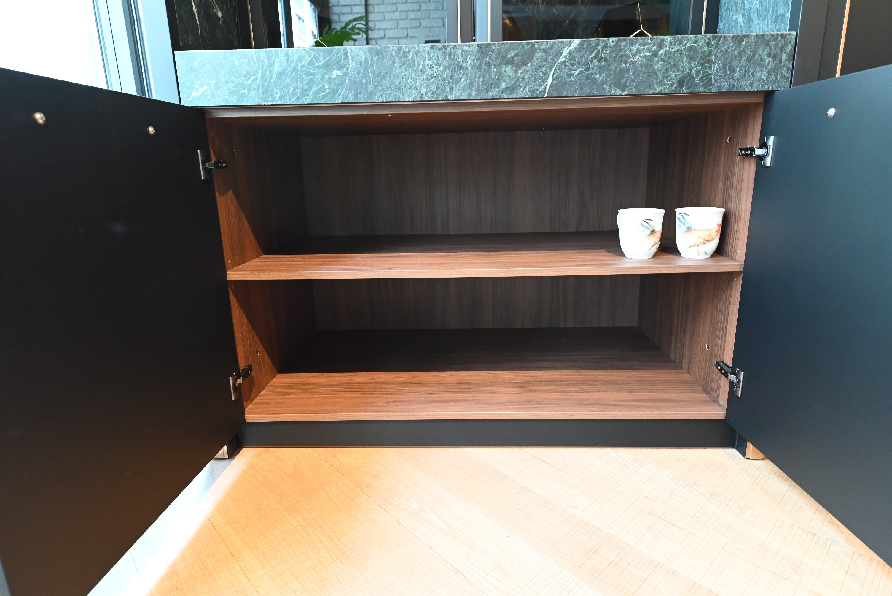 Martini Modern Nero Assoluto Matte Kitchen with Island & Gaggenau Appliances