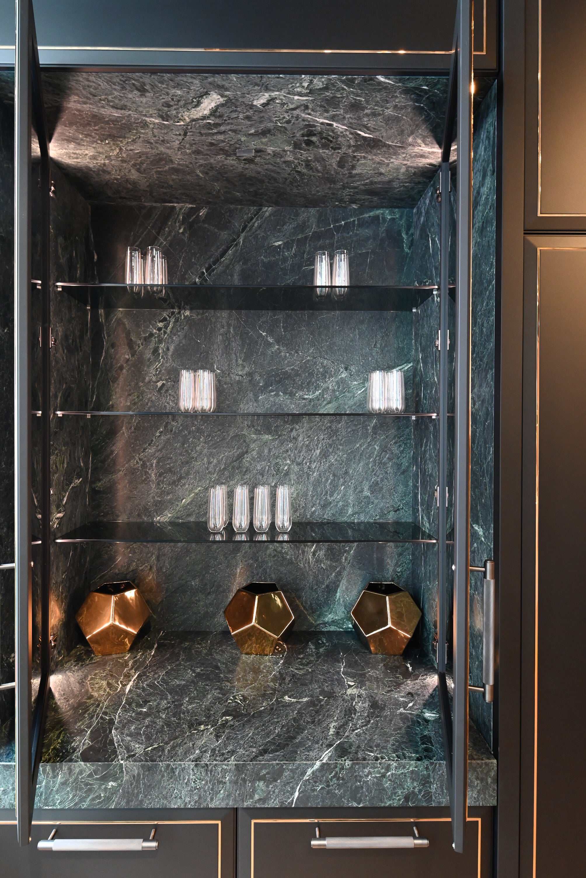Martini Modern Nero Assoluto Matte Kitchen with Island & Gaggenau Appliances
