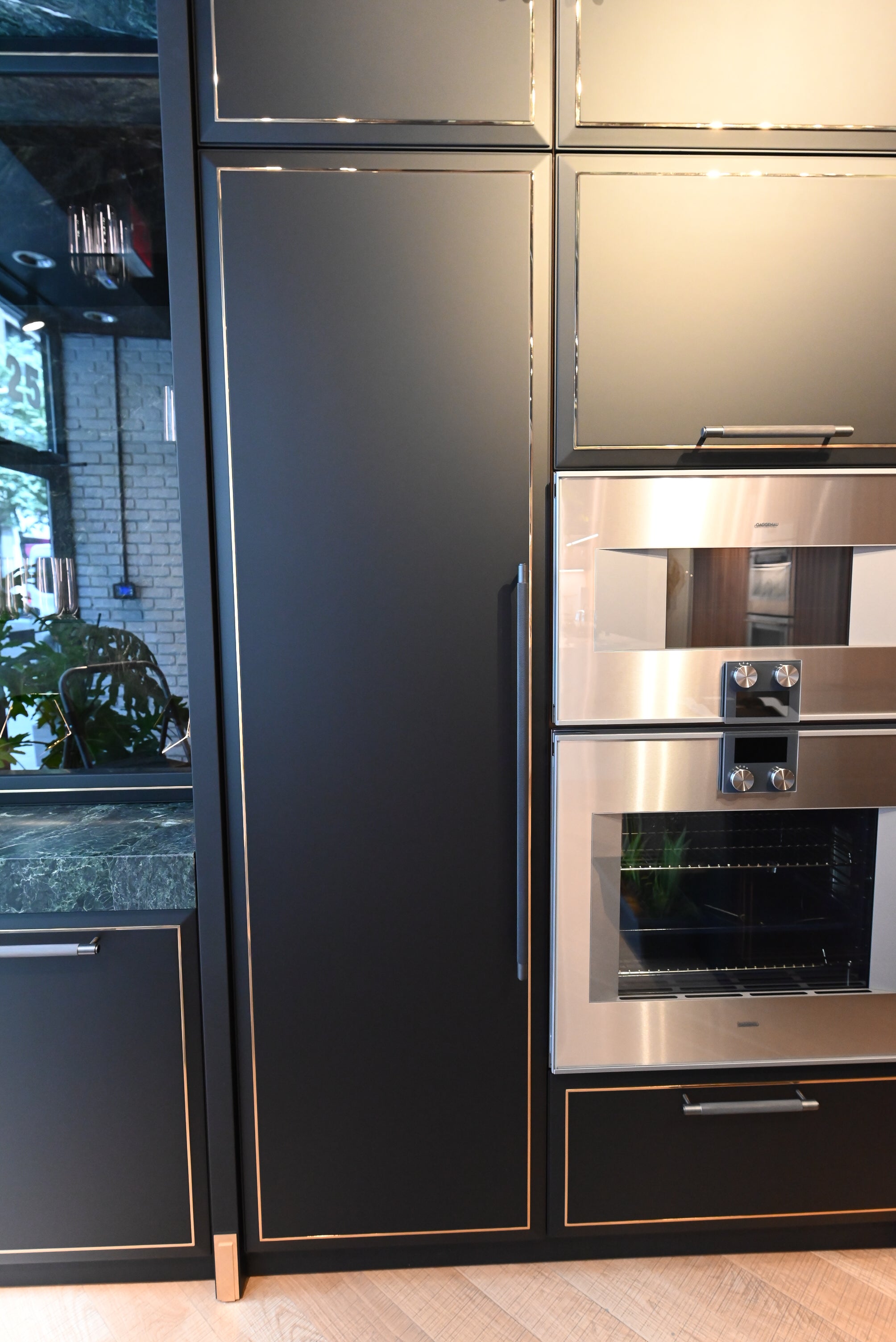 Martini Modern Nero Assoluto Matte Kitchen with Island & Gaggenau Appliances