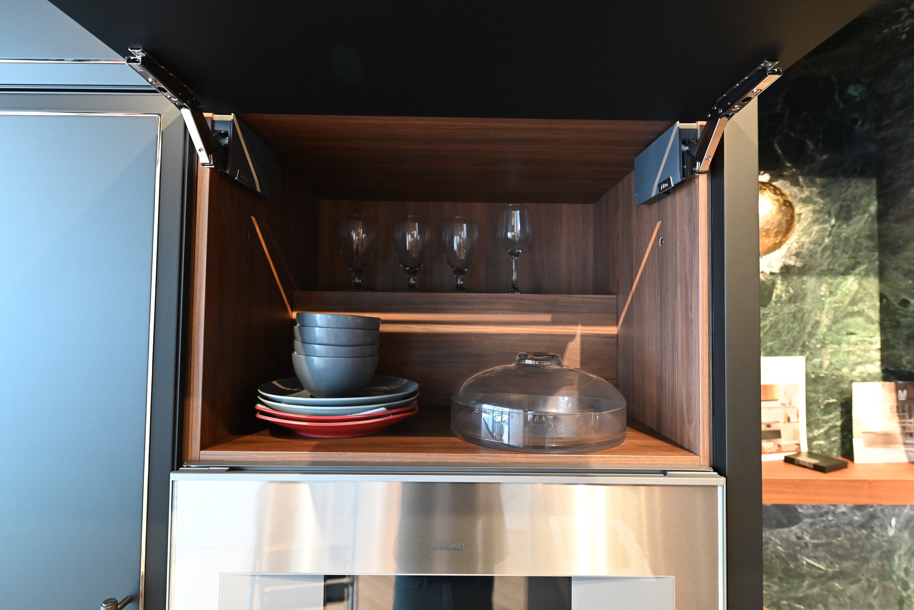 Martini Modern Nero Assoluto Matte Kitchen with Island & Gaggenau Appliances