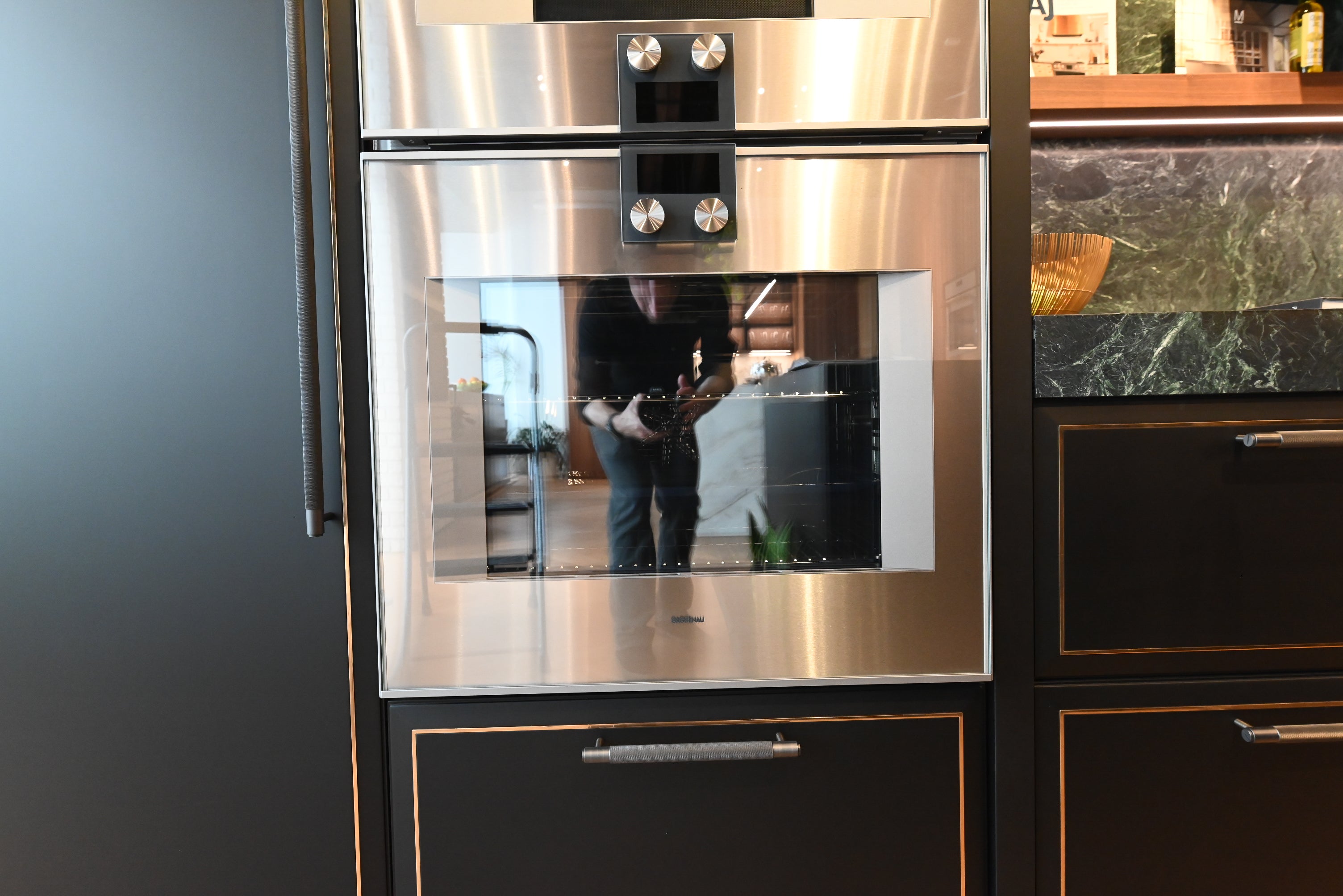 Martini Modern Nero Assoluto Matte Kitchen with Island & Gaggenau Appliances