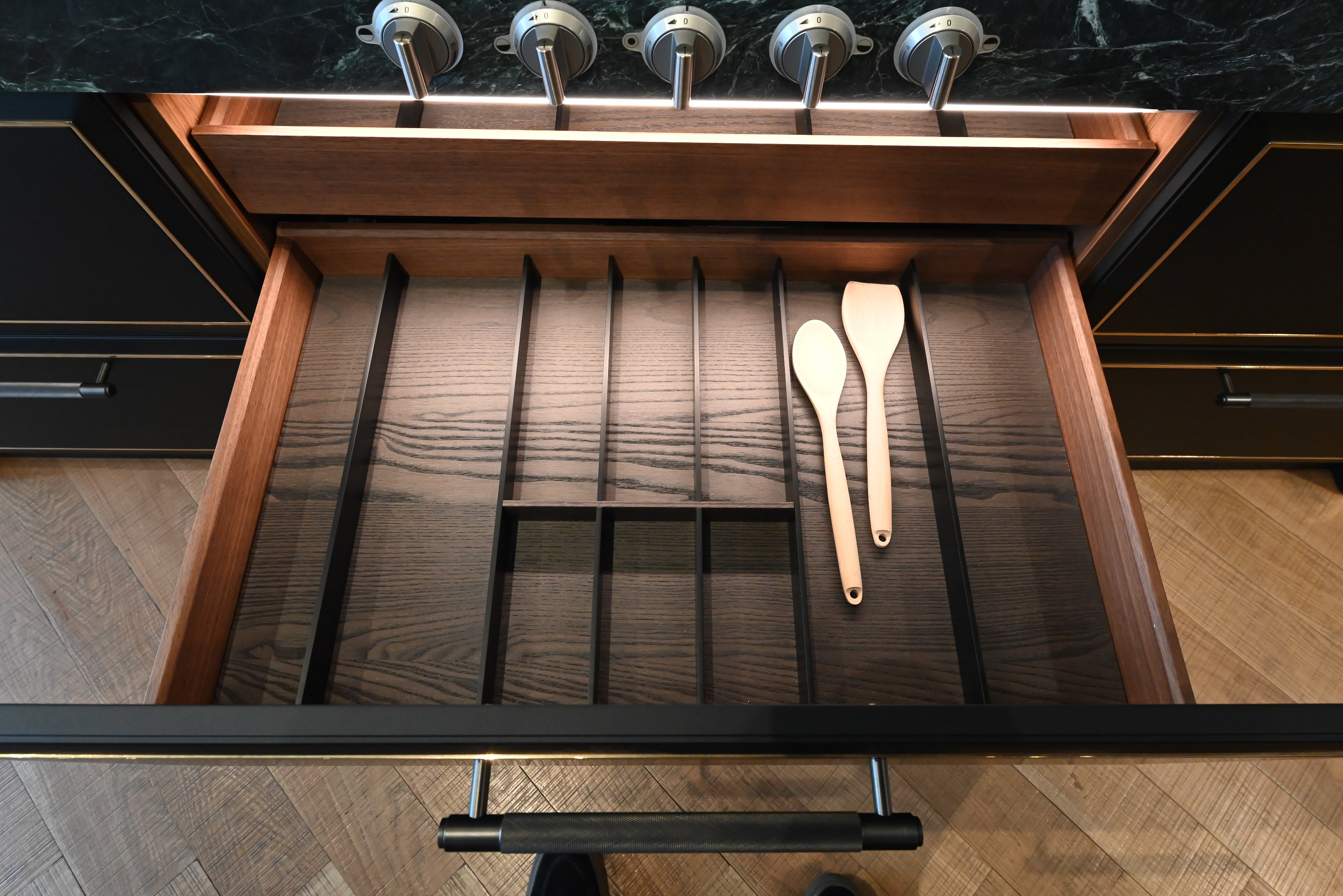 Martini Modern Nero Assoluto Matte Kitchen with Island & Gaggenau Appliances