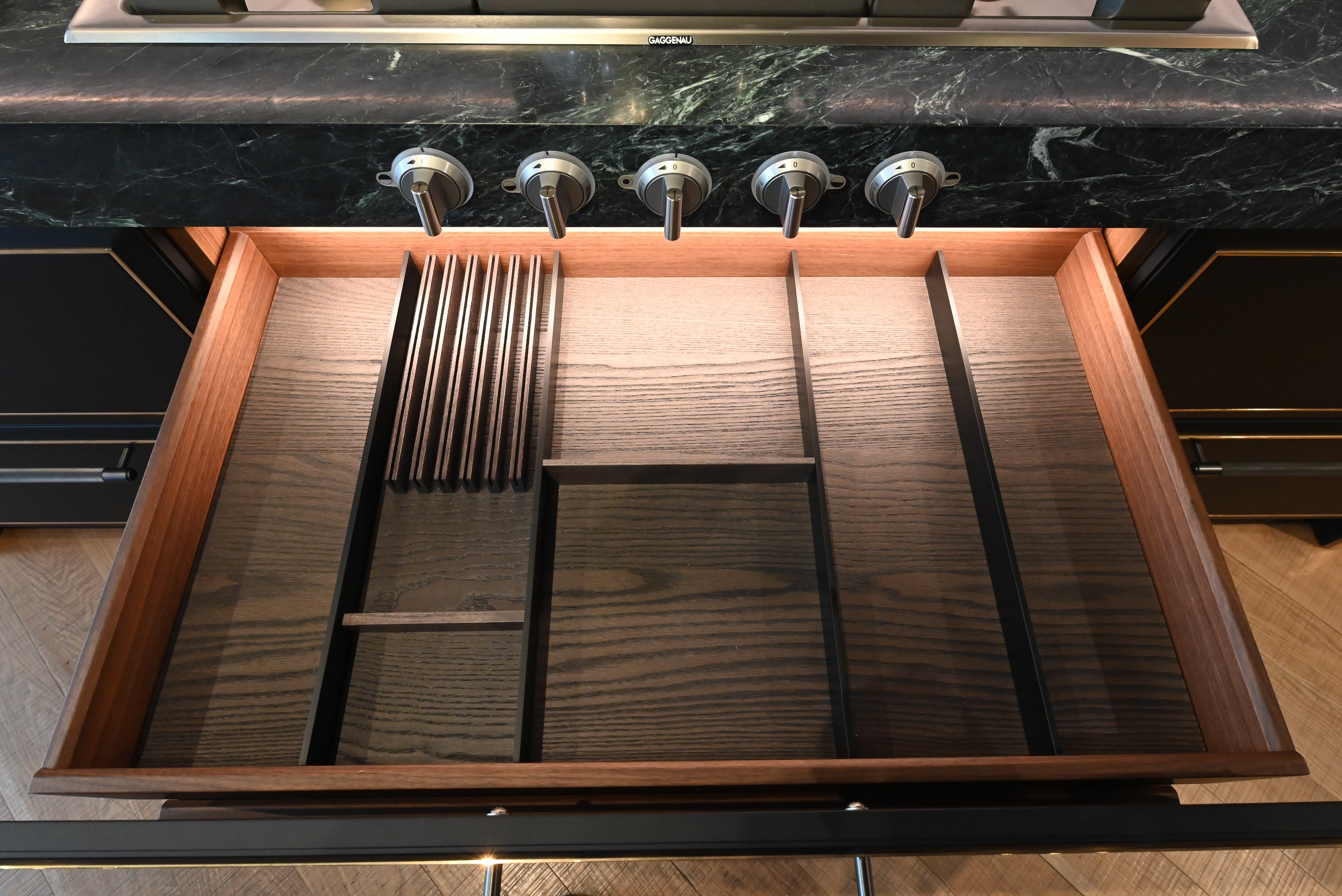Martini Modern Nero Assoluto Matte Kitchen with Island & Gaggenau Appliances