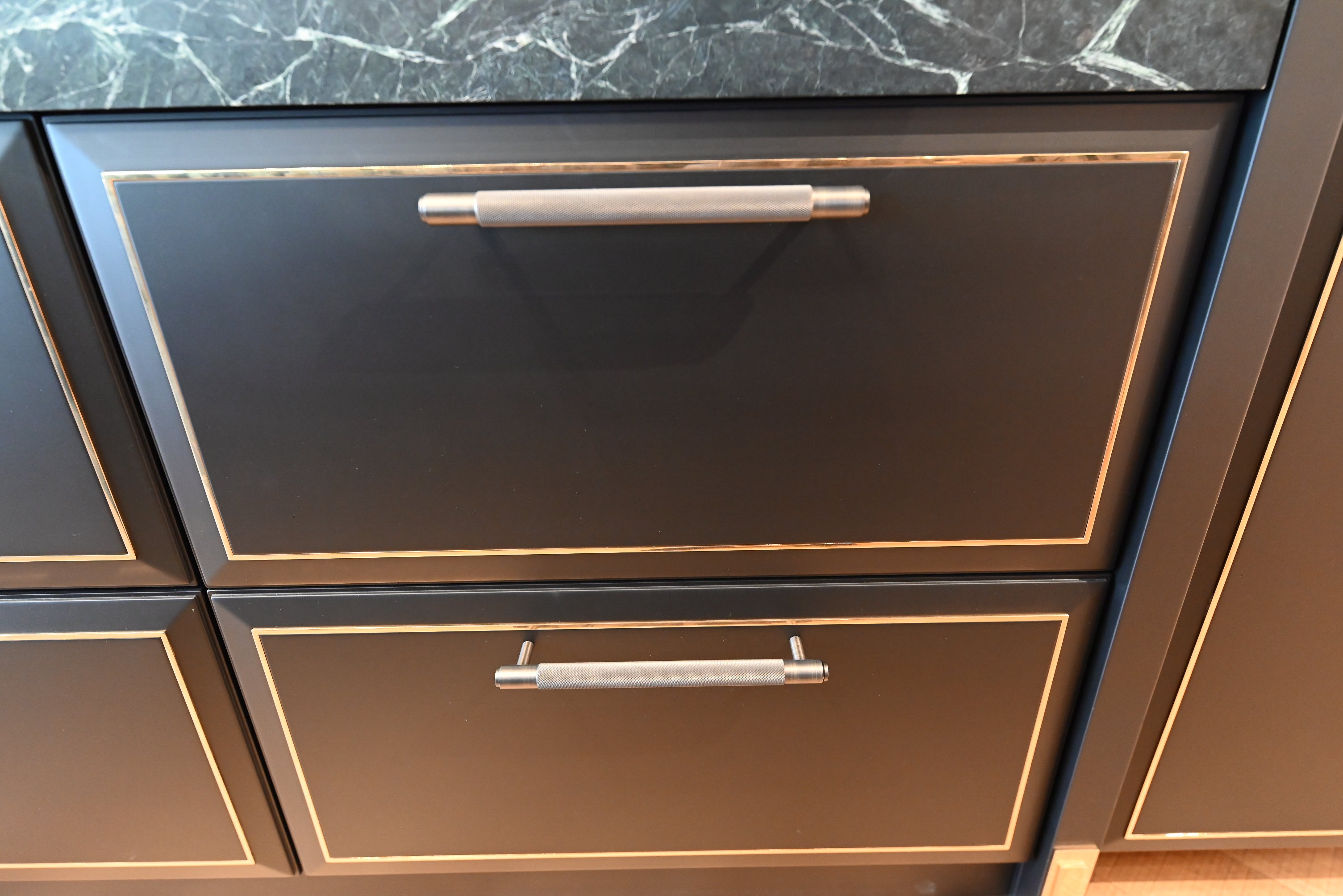 Martini Modern Nero Assoluto Matte Kitchen with Island & Gaggenau Appliances