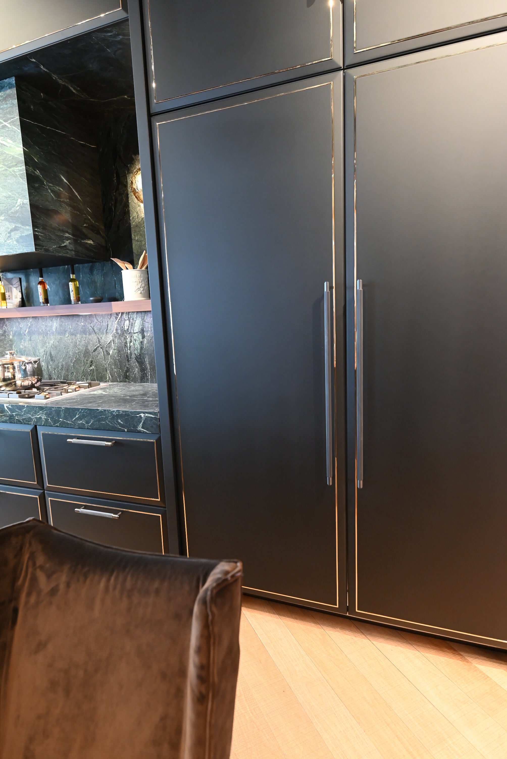 Martini Modern Nero Assoluto Matte Kitchen with Island & Gaggenau Appliances