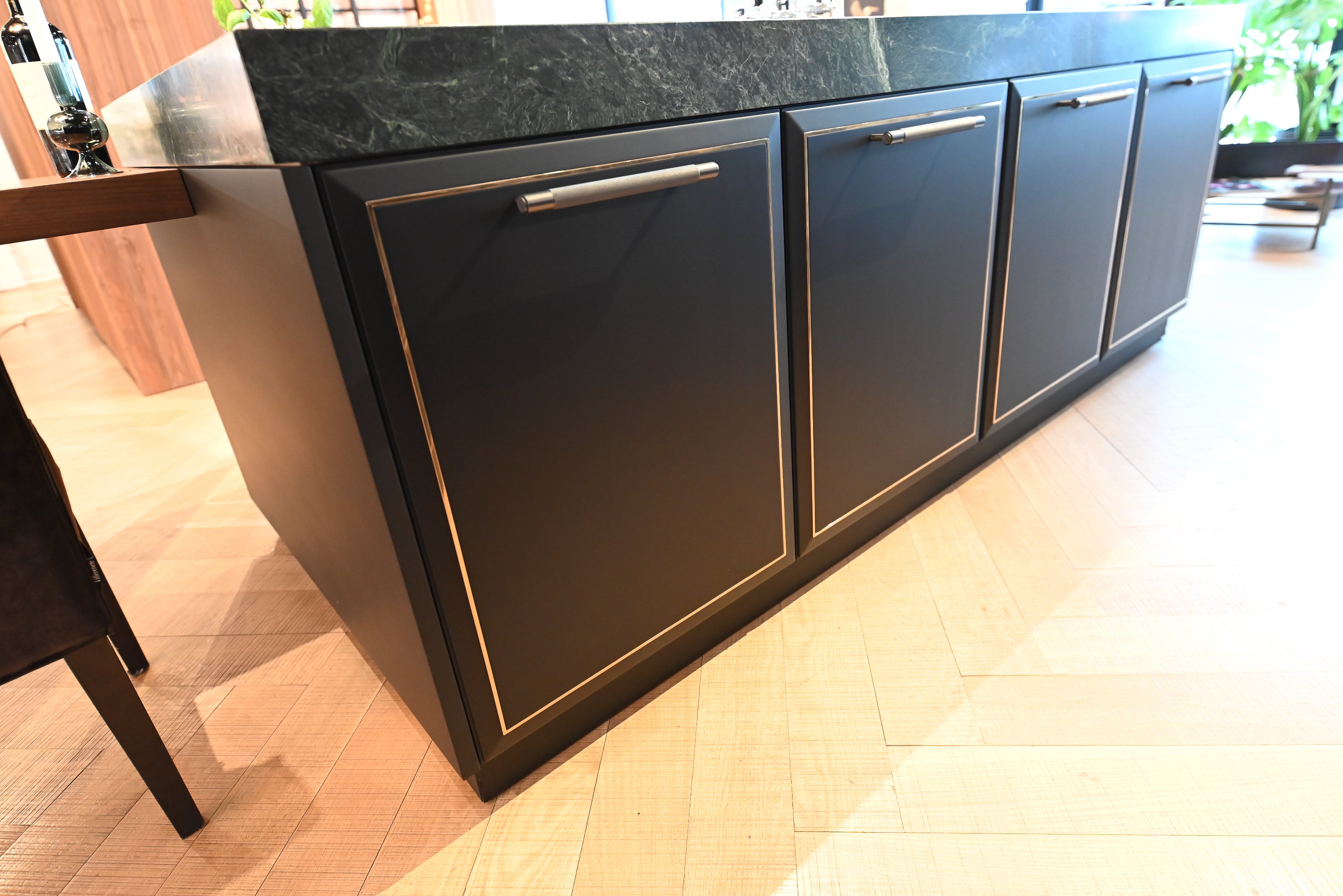 Martini Modern Nero Assoluto Matte Kitchen with Island & Gaggenau Appliances