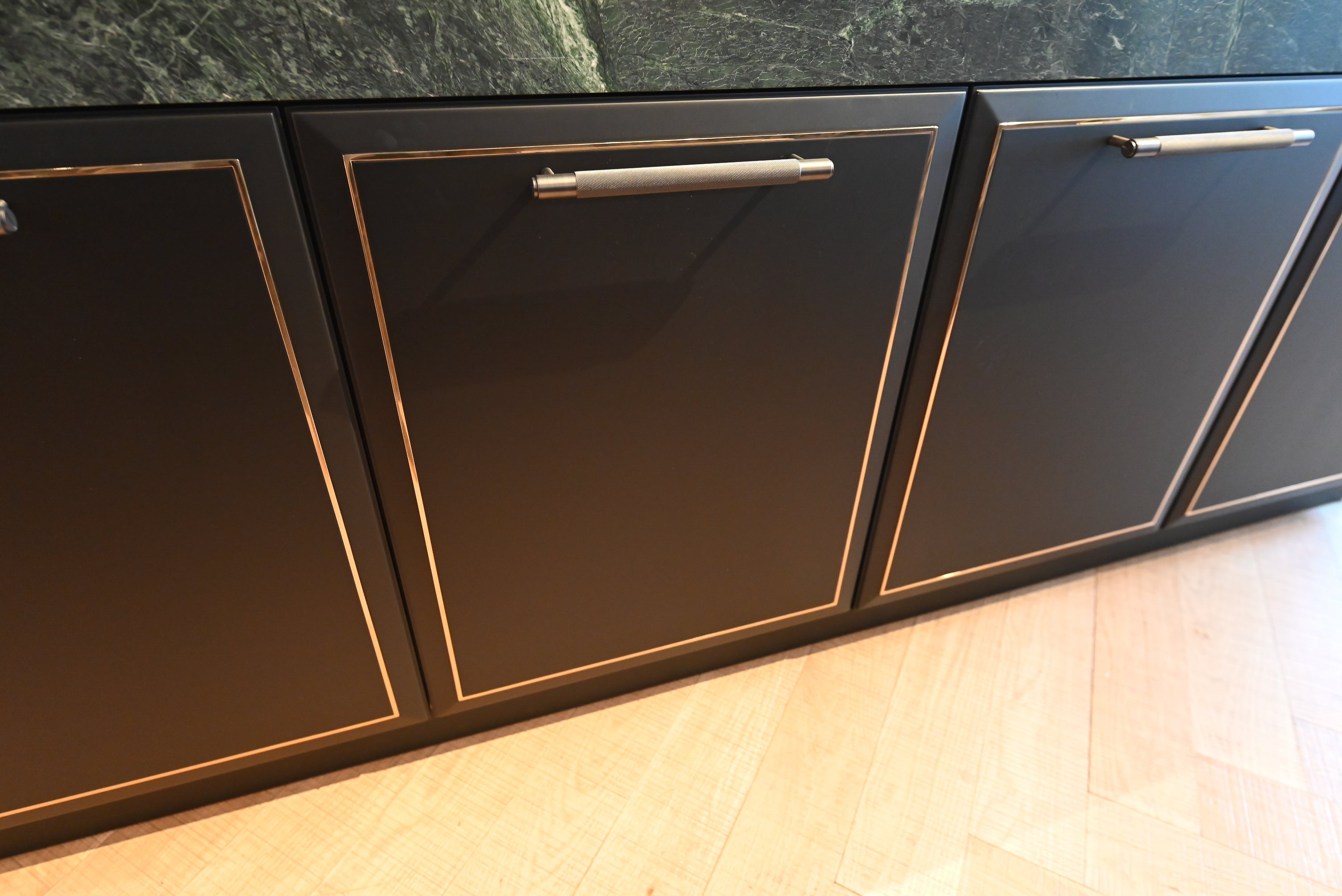Martini Modern Nero Assoluto Matte Kitchen with Island & Gaggenau Appliances