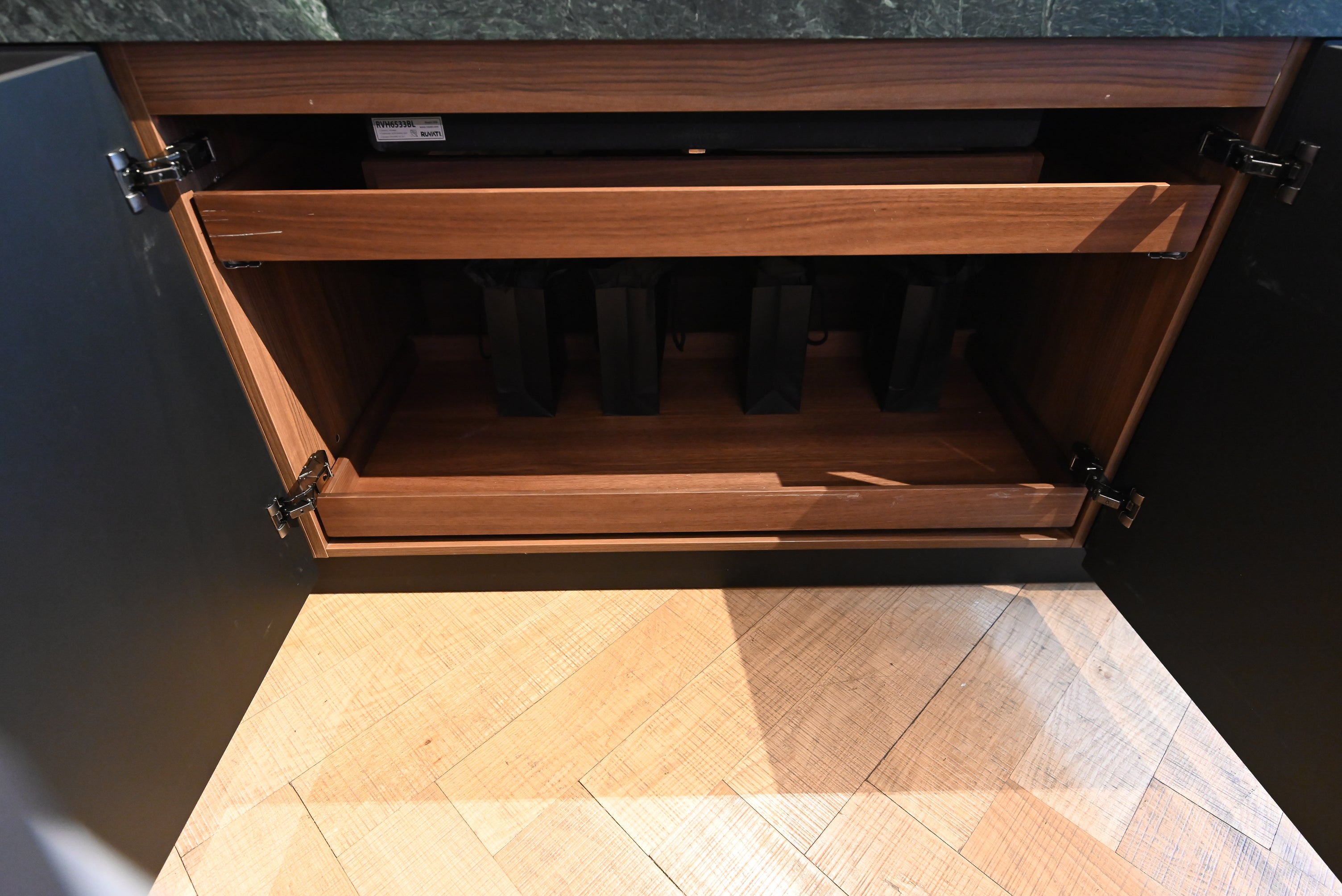 Martini Modern Nero Assoluto Matte Kitchen with Island & Gaggenau Appliances