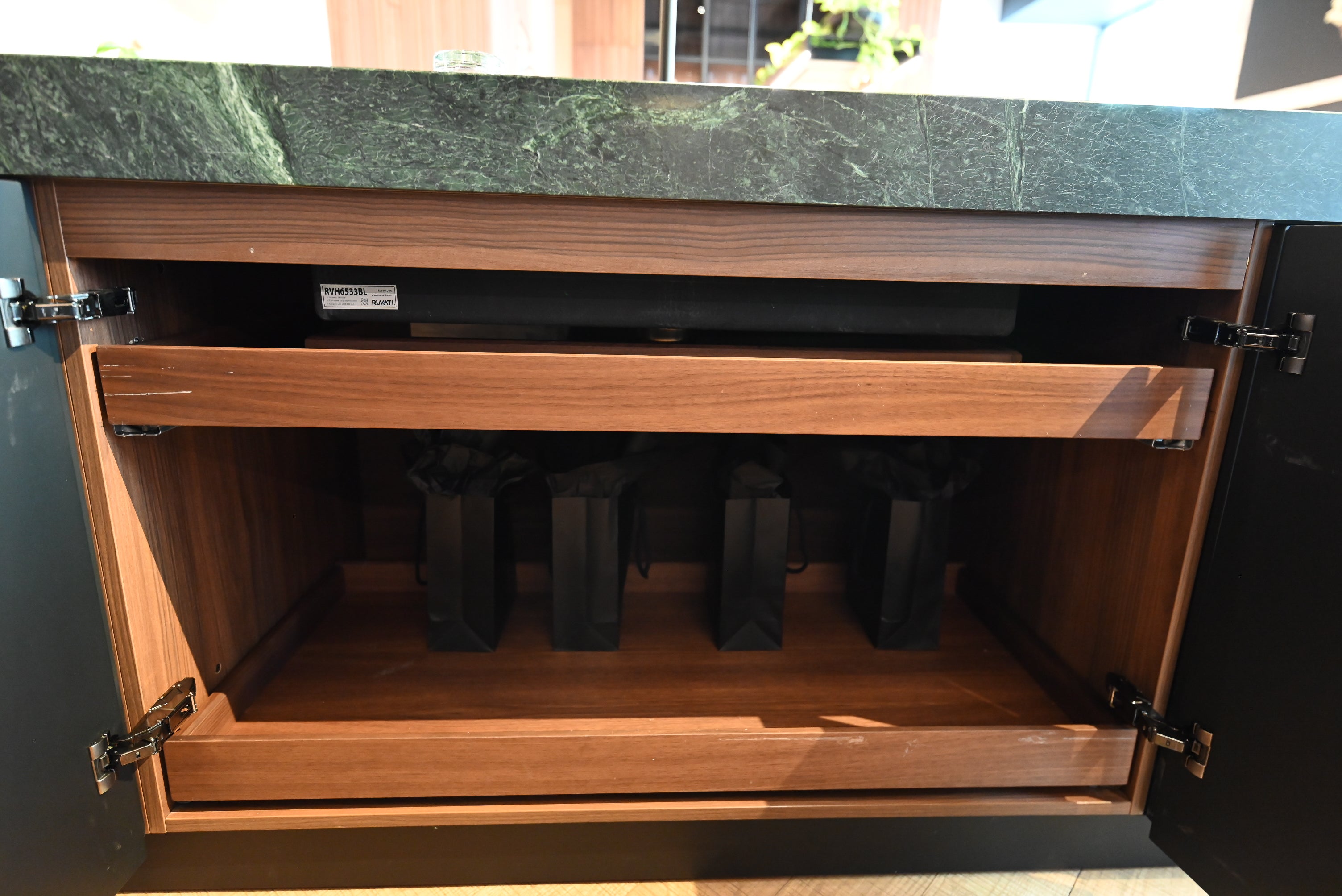 Martini Modern Nero Assoluto Matte Kitchen with Island & Gaggenau Appliances