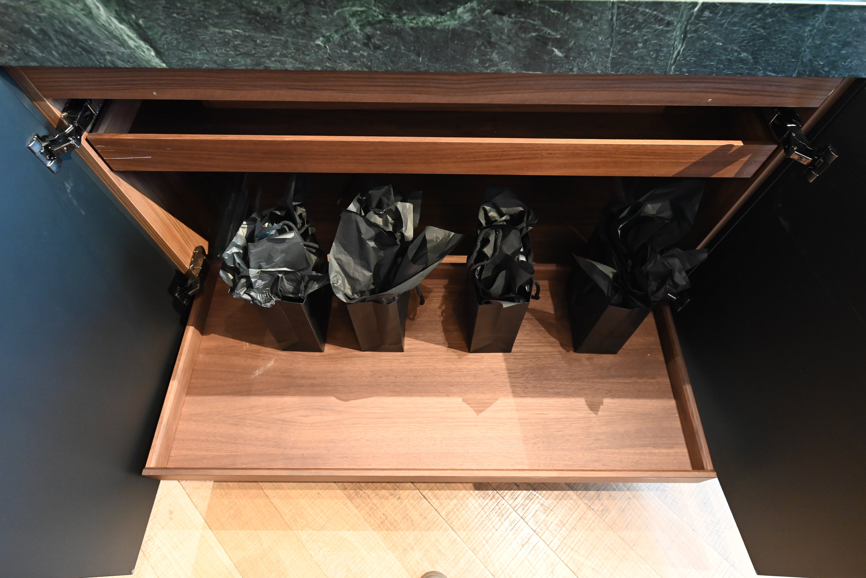 Martini Modern Nero Assoluto Matte Kitchen with Island & Gaggenau Appliances