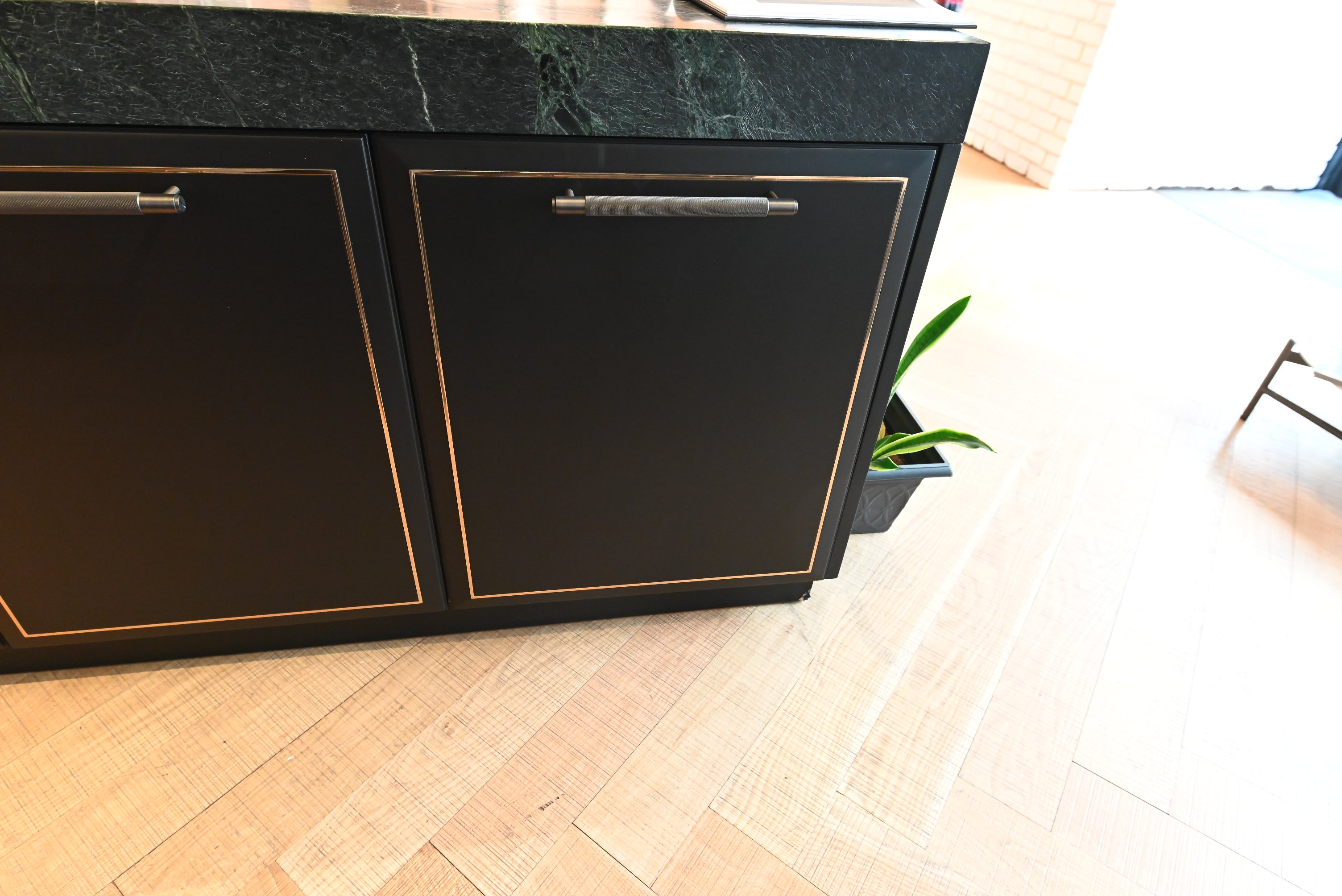 Martini Modern Nero Assoluto Matte Kitchen with Island & Gaggenau Appliances