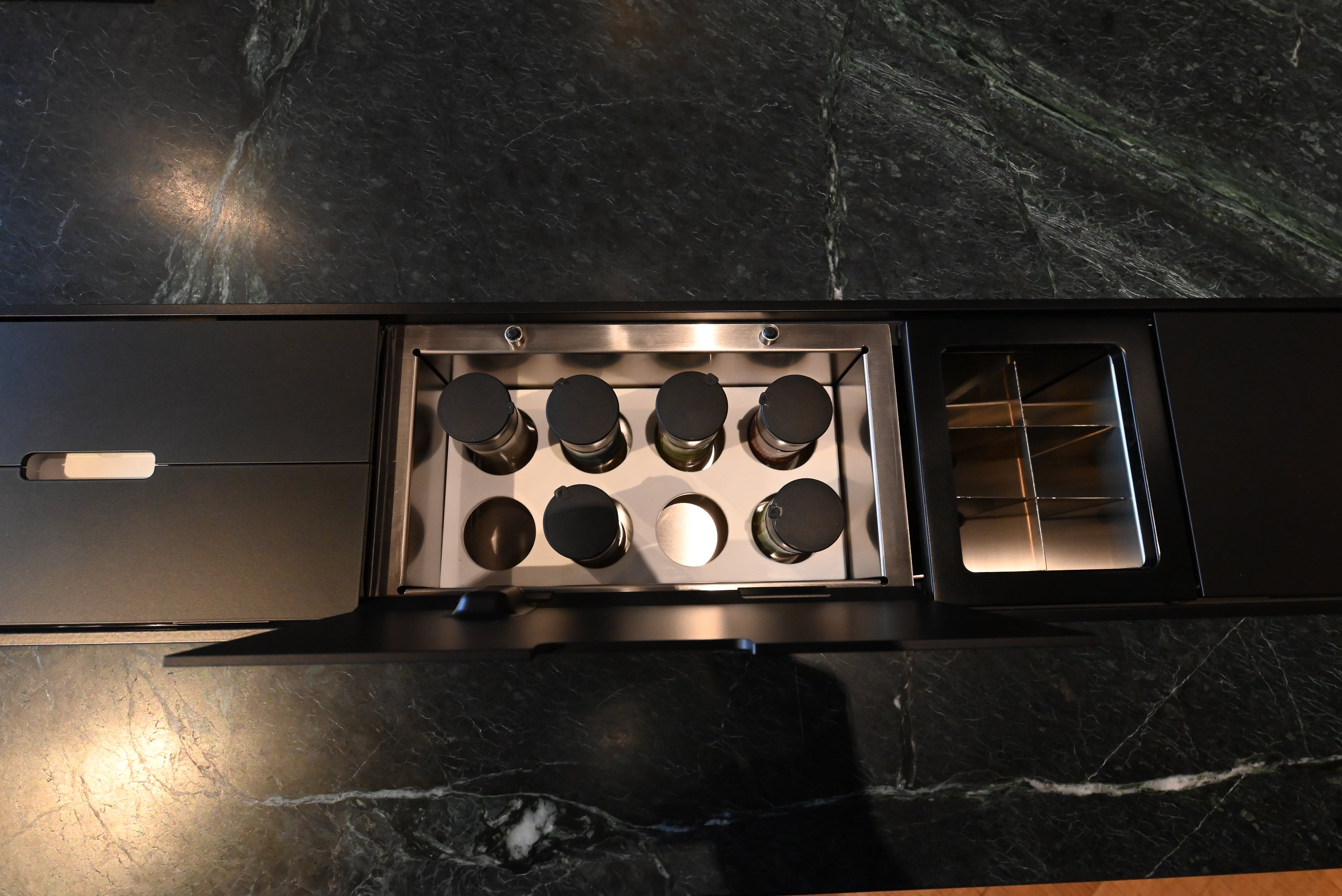 Martini Modern Nero Assoluto Matte Kitchen with Island & Gaggenau Appliances
