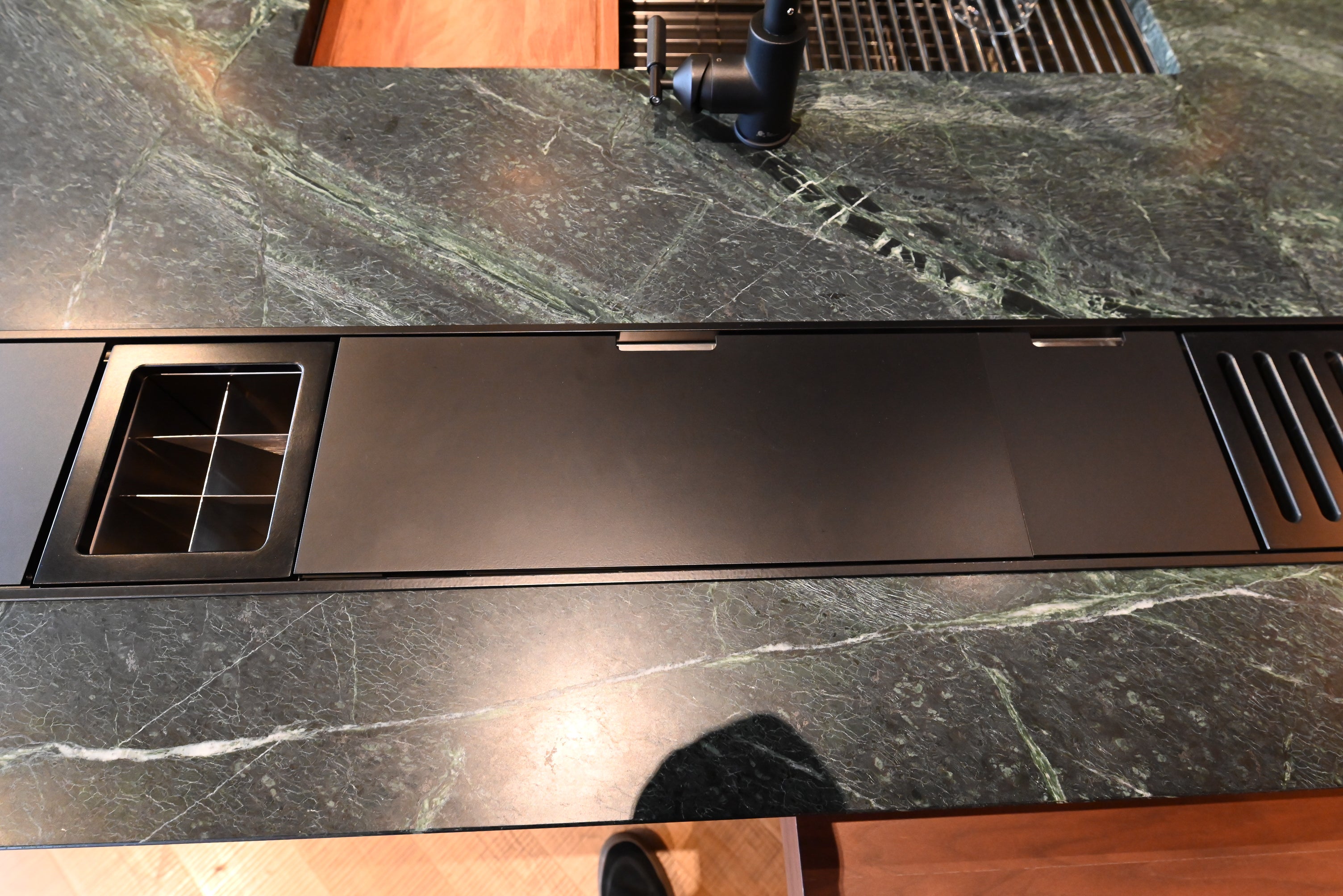 Martini Modern Nero Assoluto Matte Kitchen with Island & Gaggenau Appliances