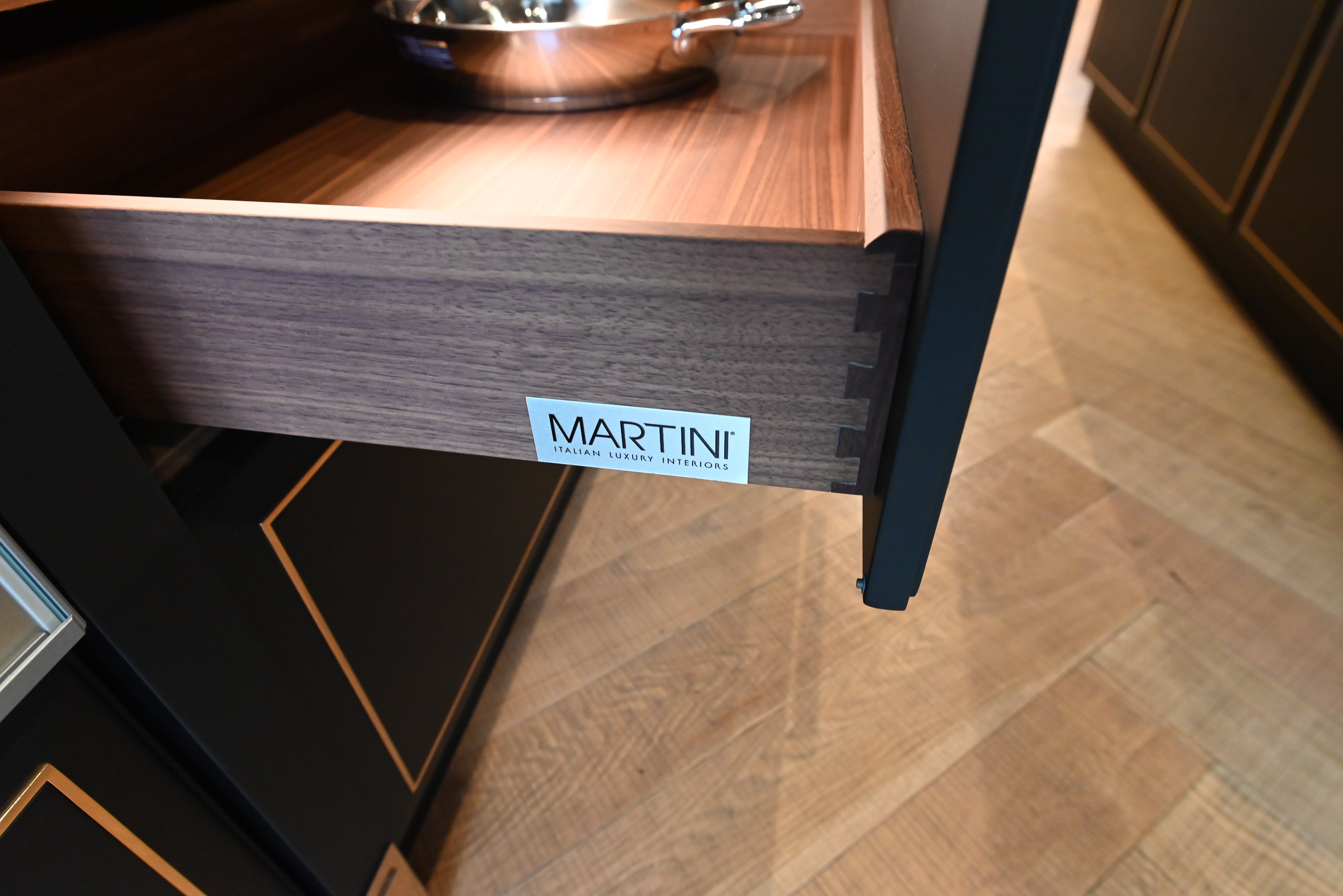 Martini Modern Nero Assoluto Matte Kitchen with Island & Gaggenau Appliances